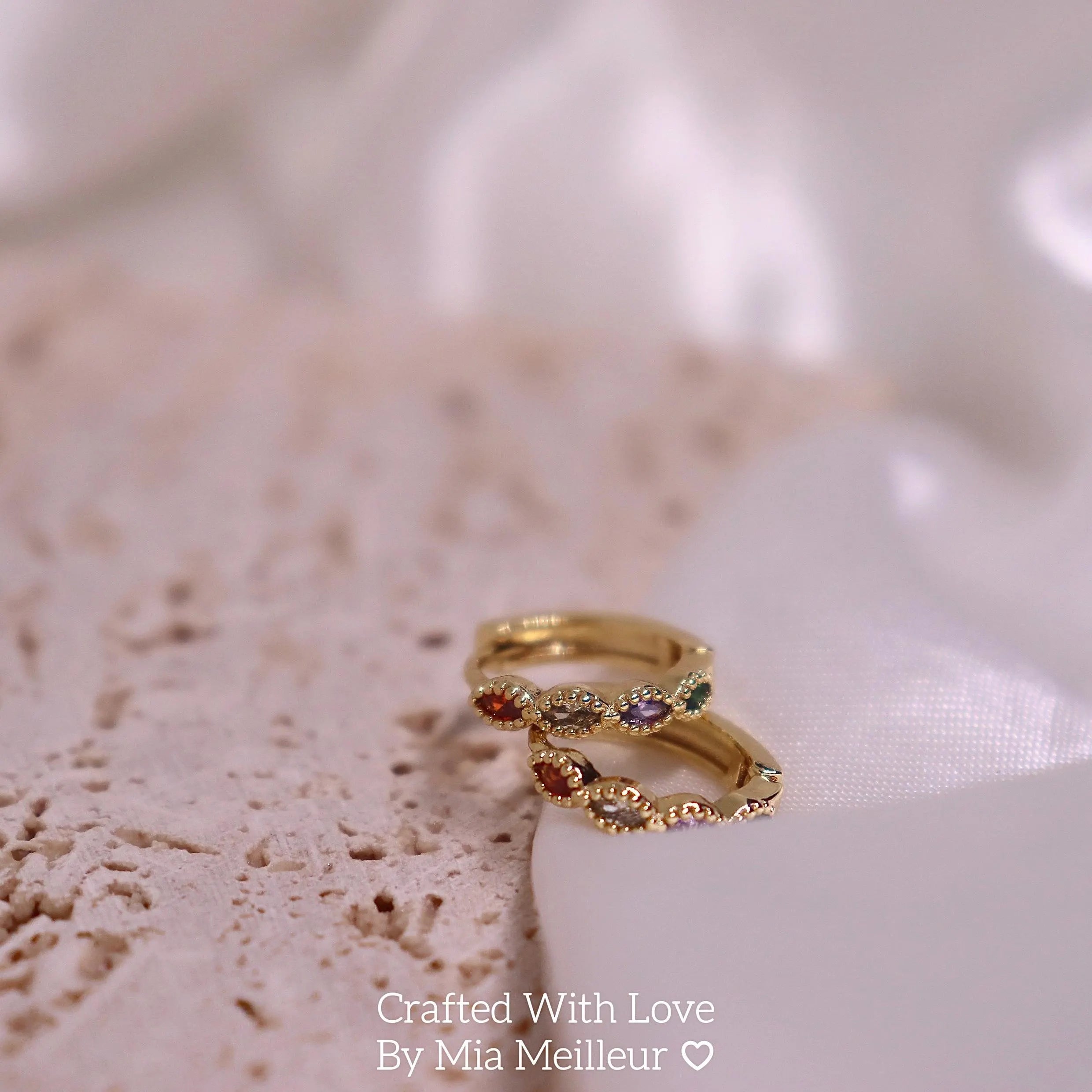 Dainty Rainbow Gemstone Huggie