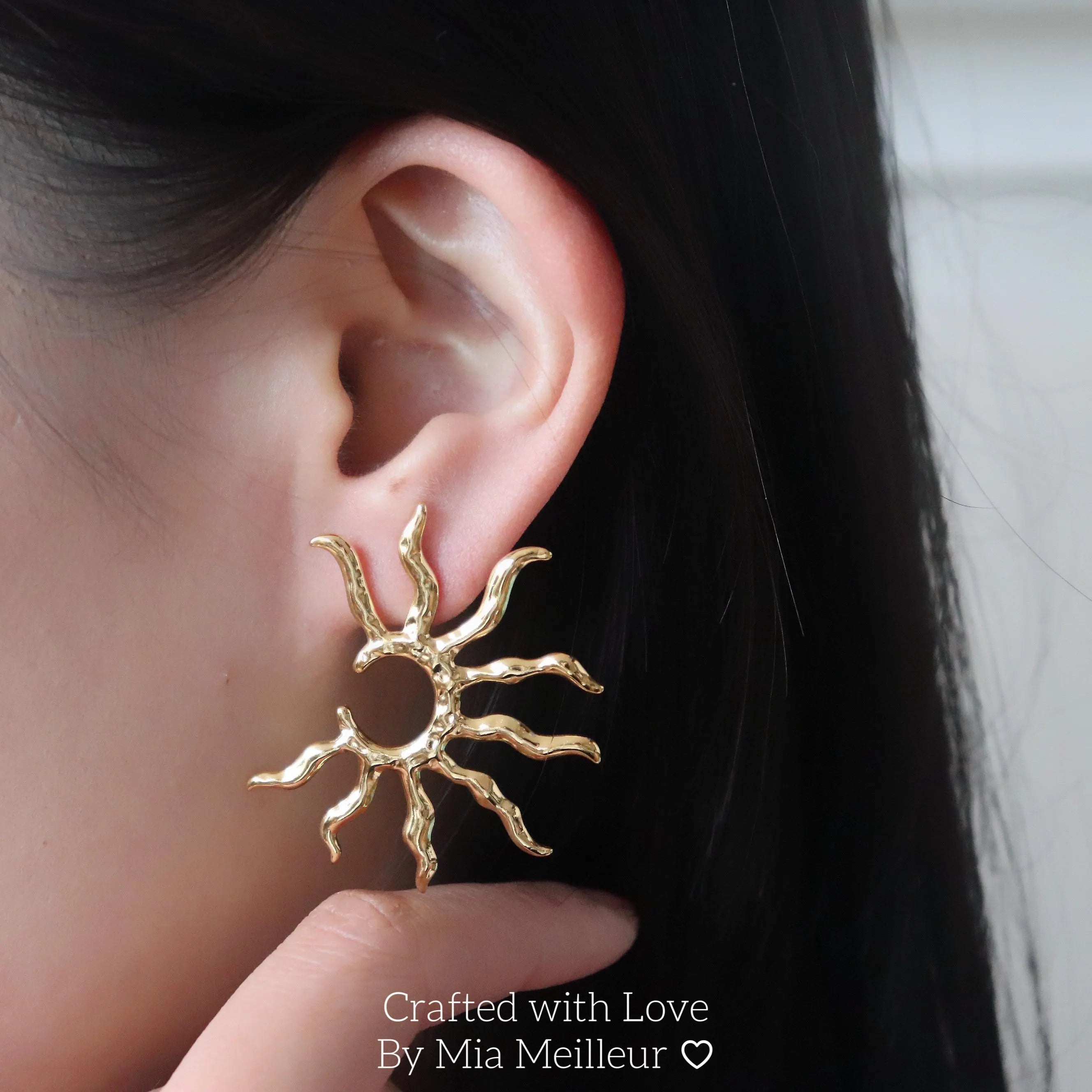 Gold Sunburst Stud Earrings