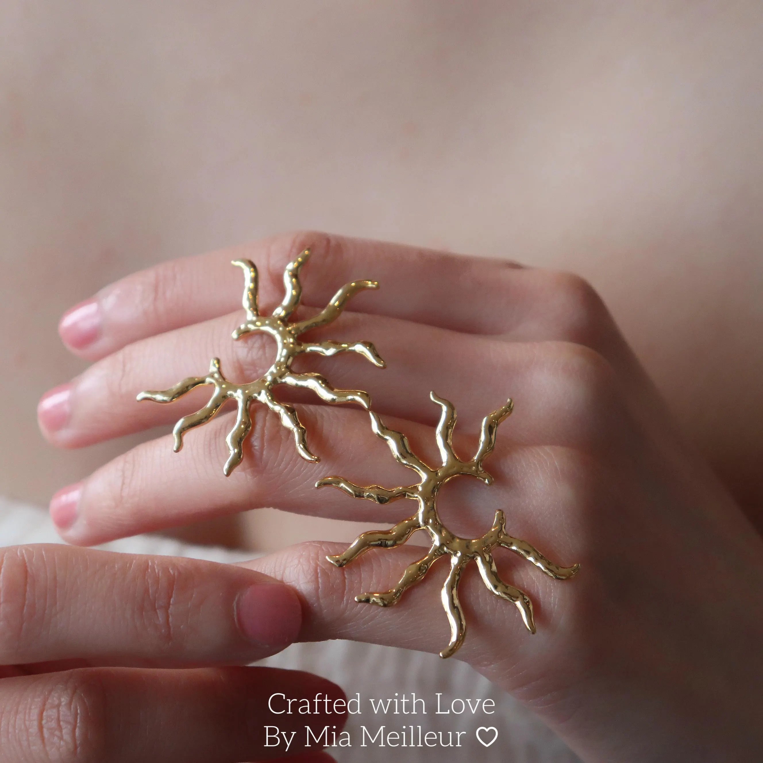 Gold Sunburst Stud Earrings