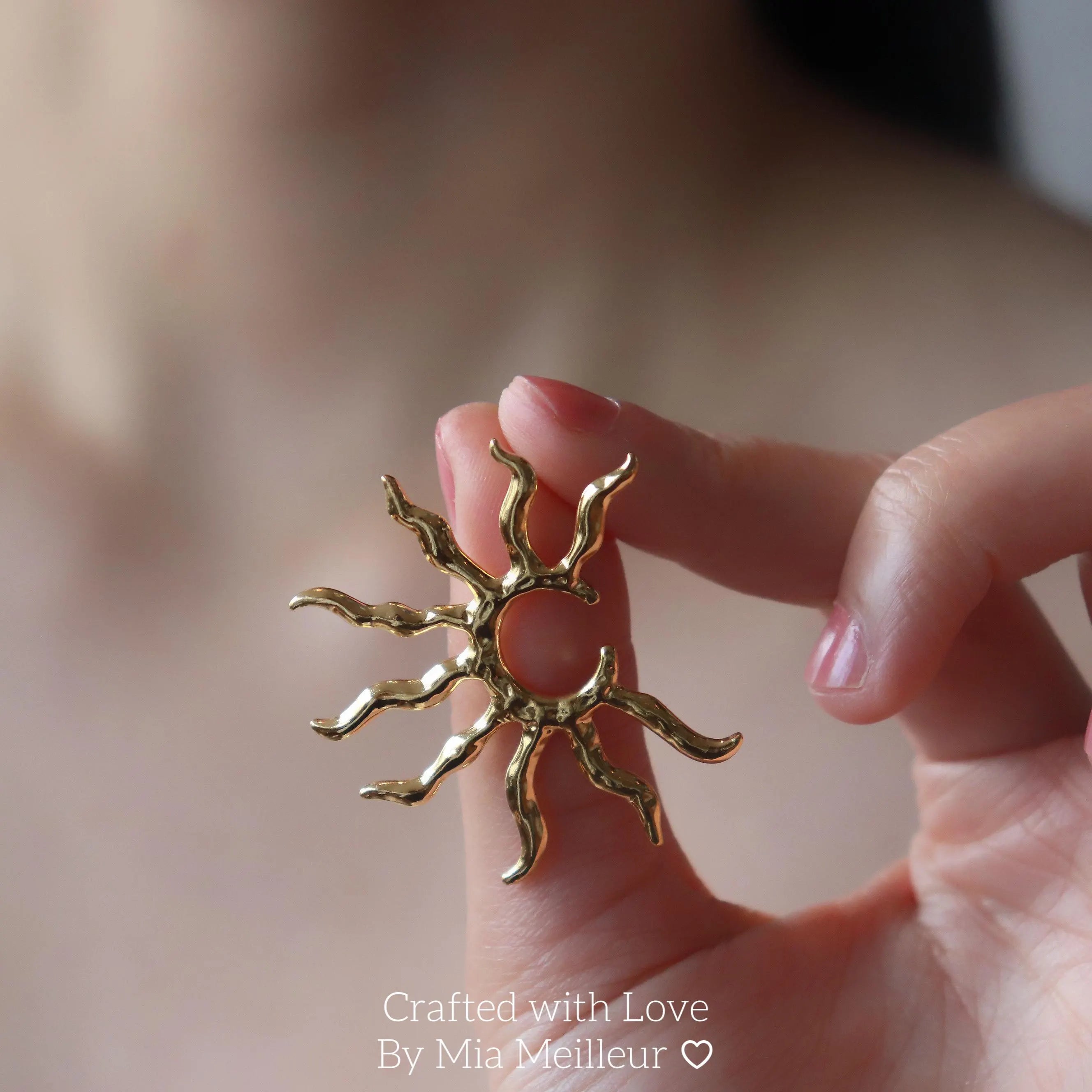 Gold Sunburst Stud Earrings