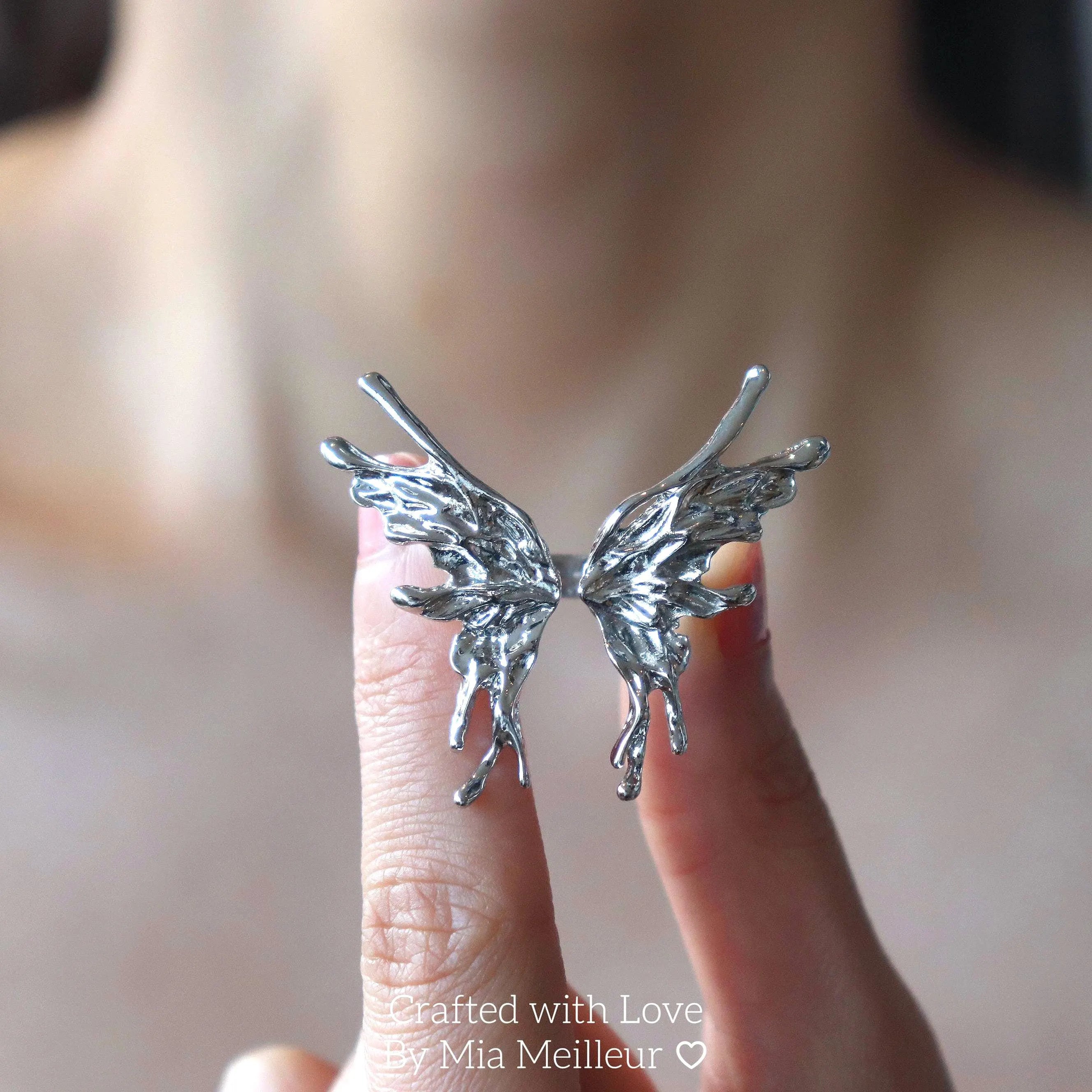 Silver Butterfly Cuff Ring