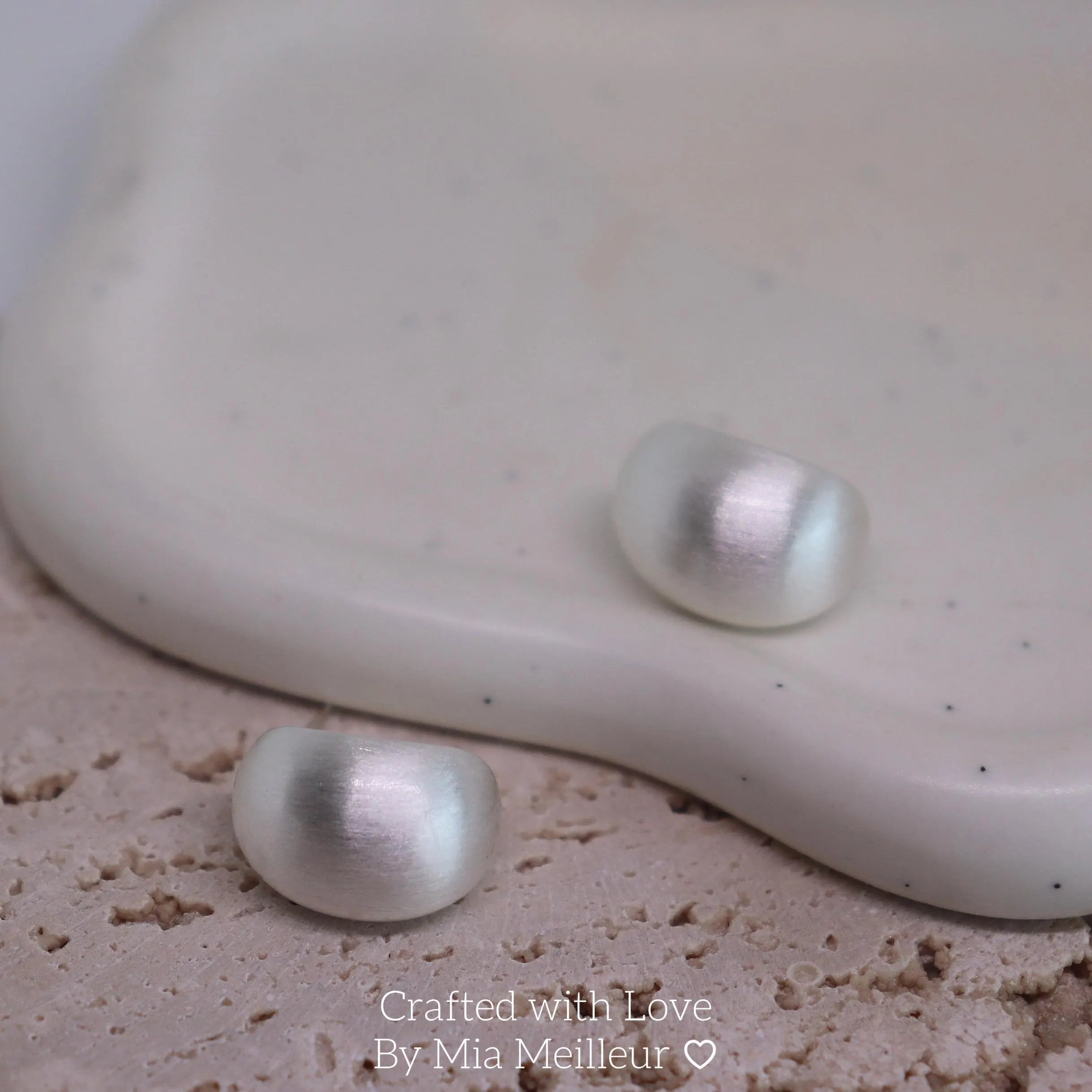 Silver Matt Brushed Stud Earrings