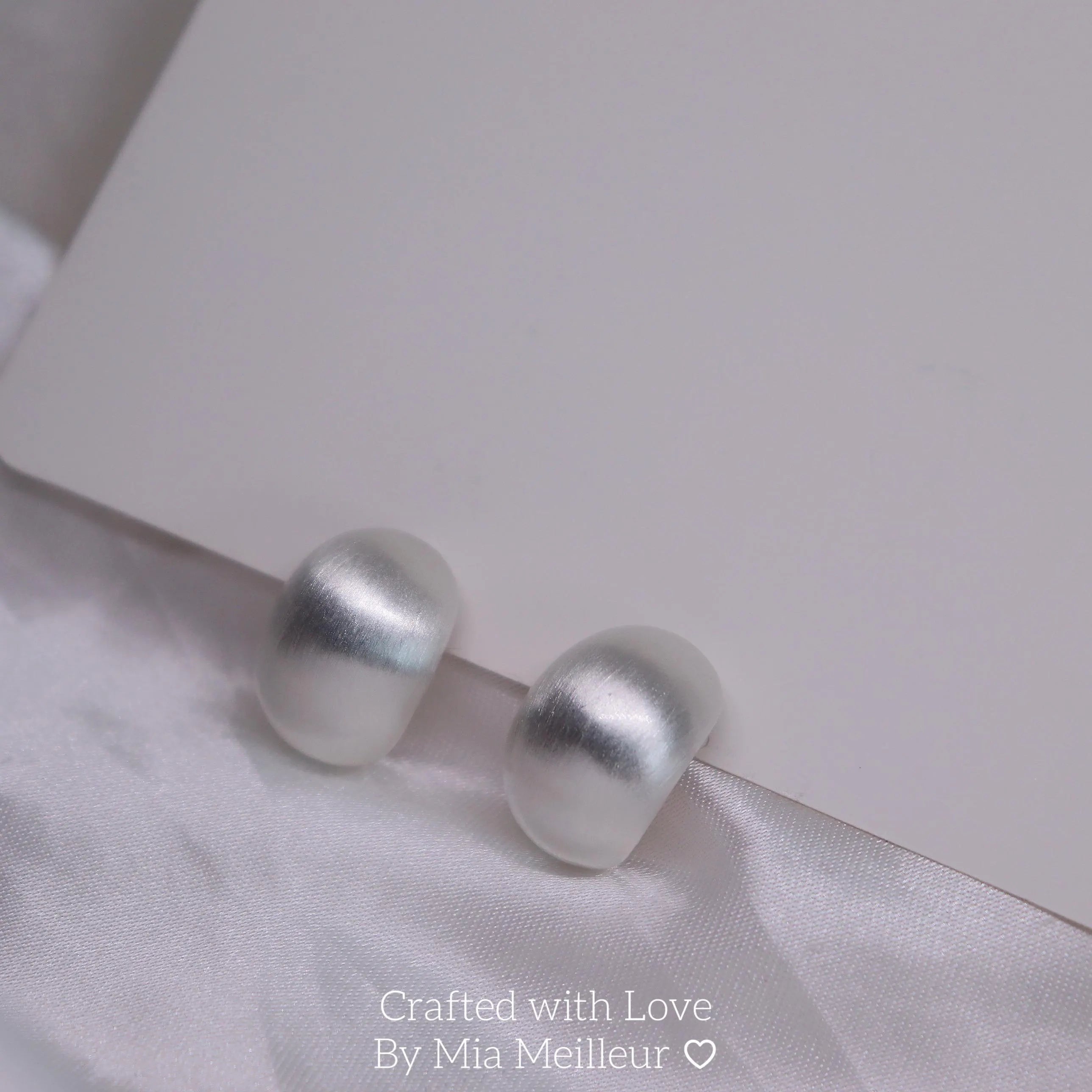Silver Matt Brushed Stud Earrings