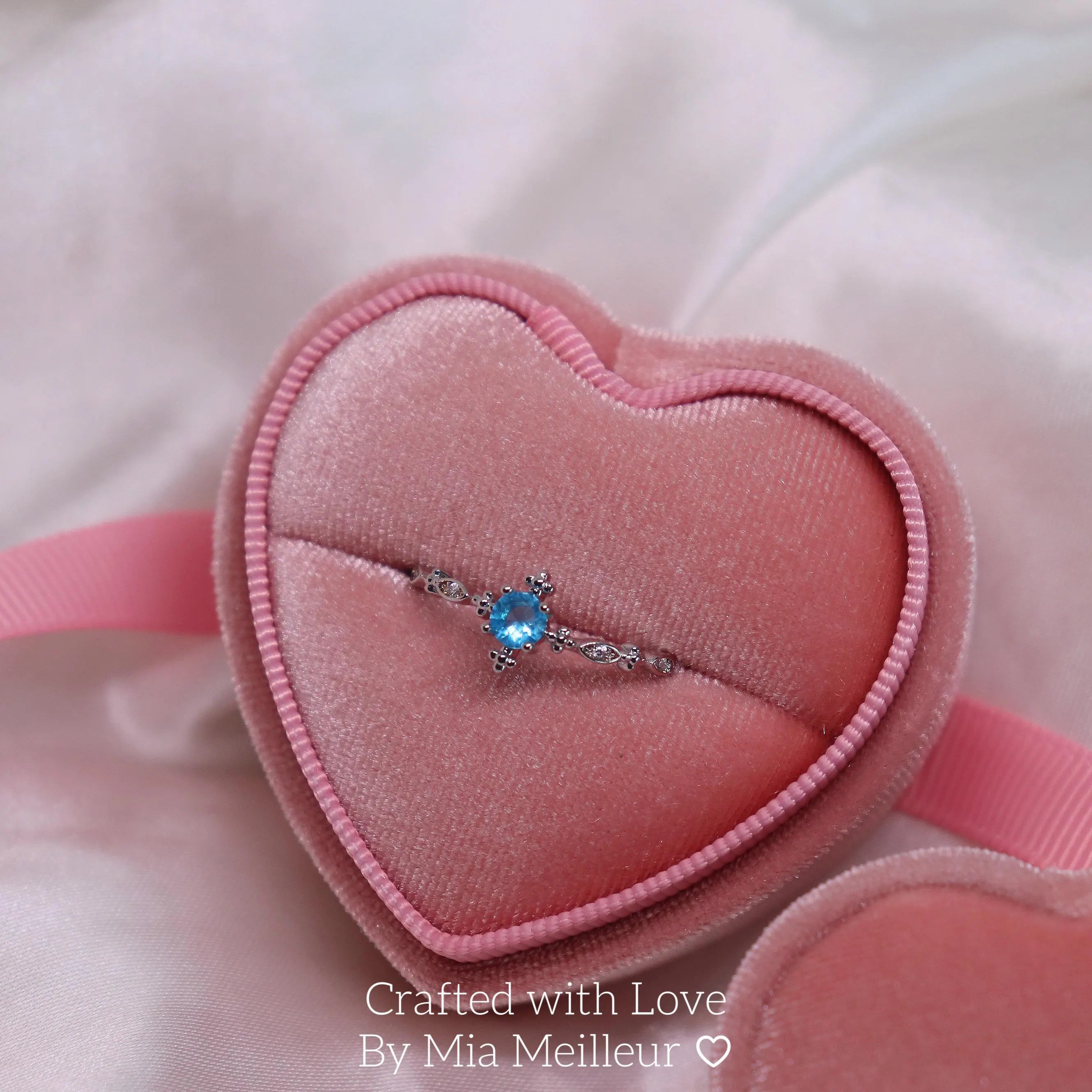 Dainty Blue Gemstone Engagement Ring MR137