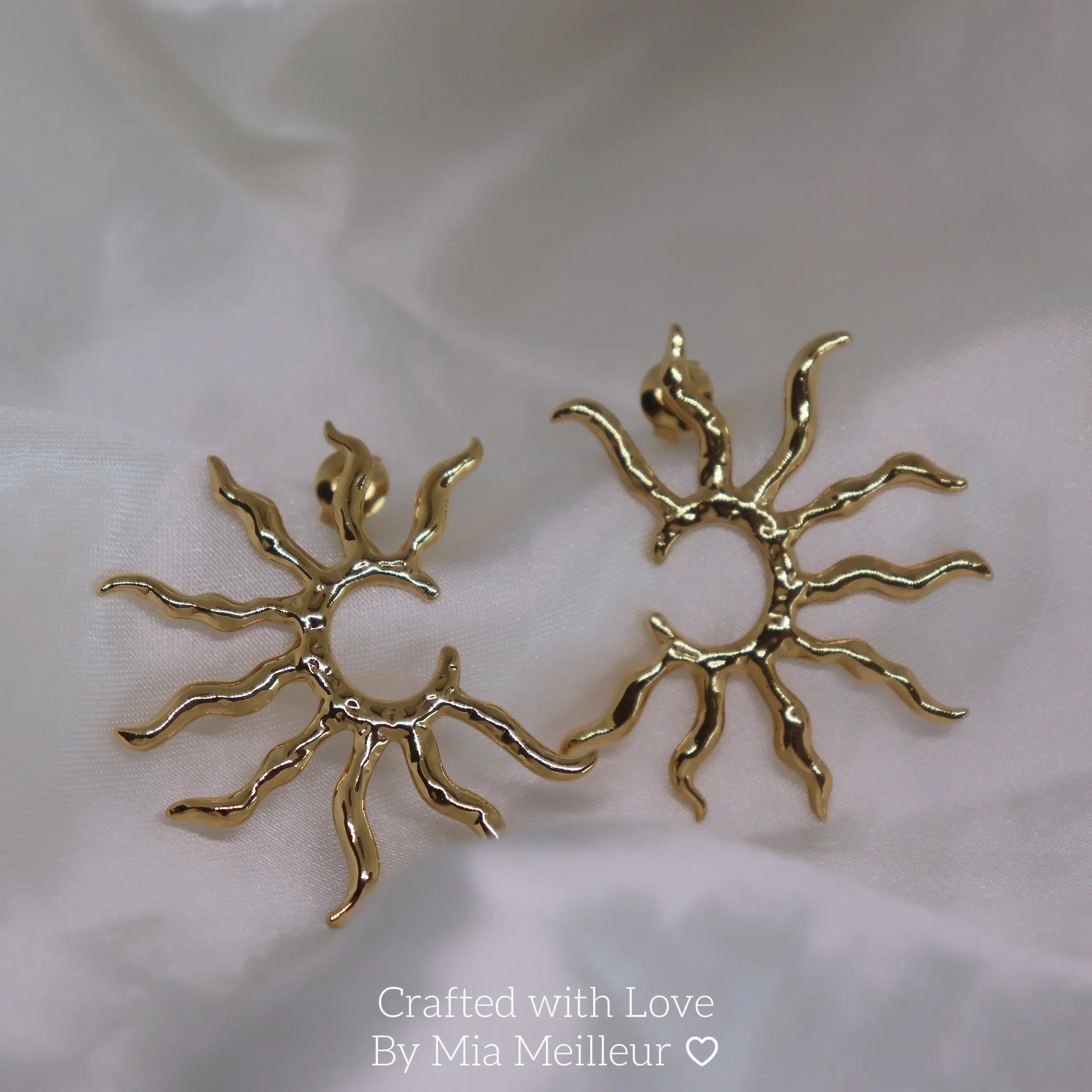 Gold Sunburst Stud Earrings