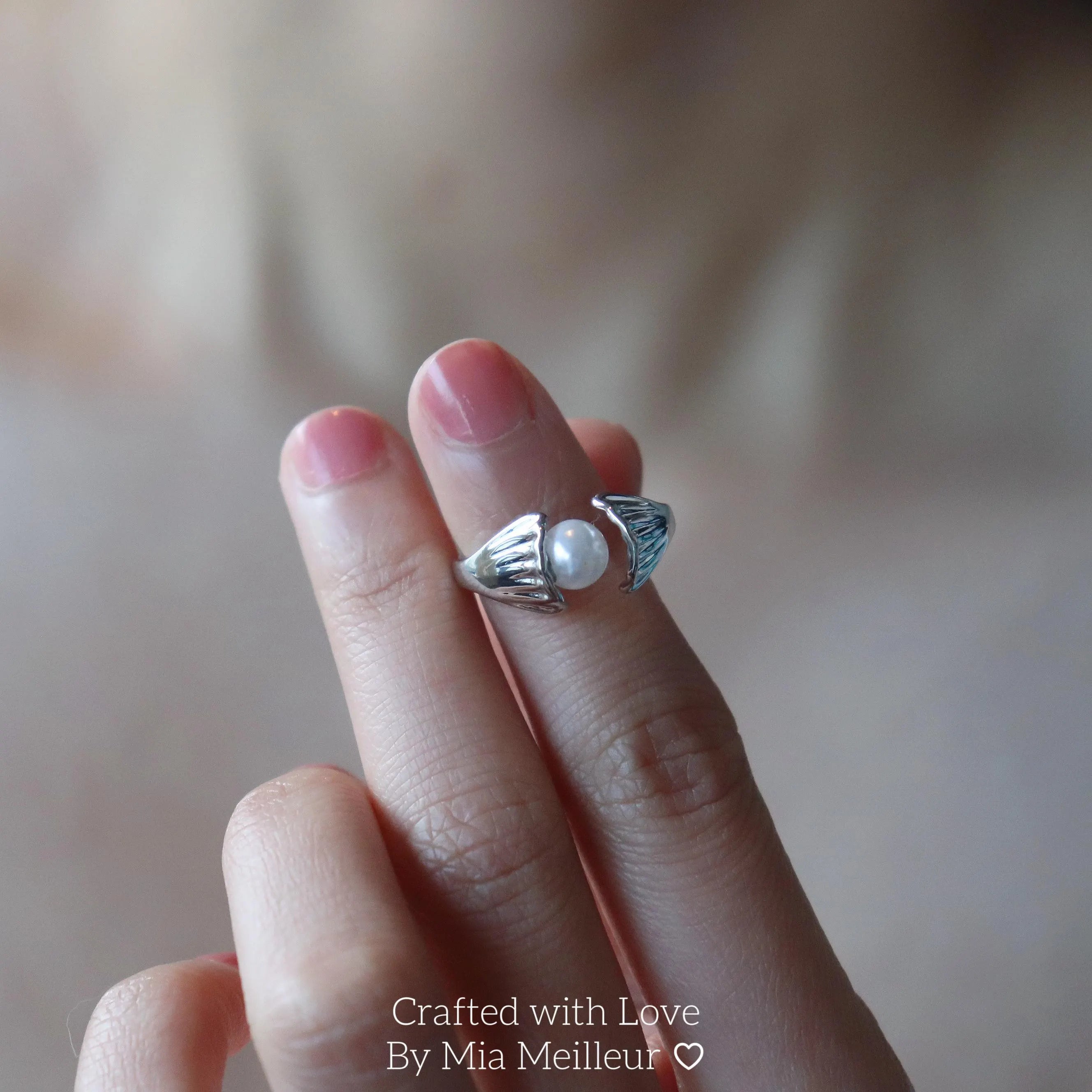 Dainty Silver Pearl Ring