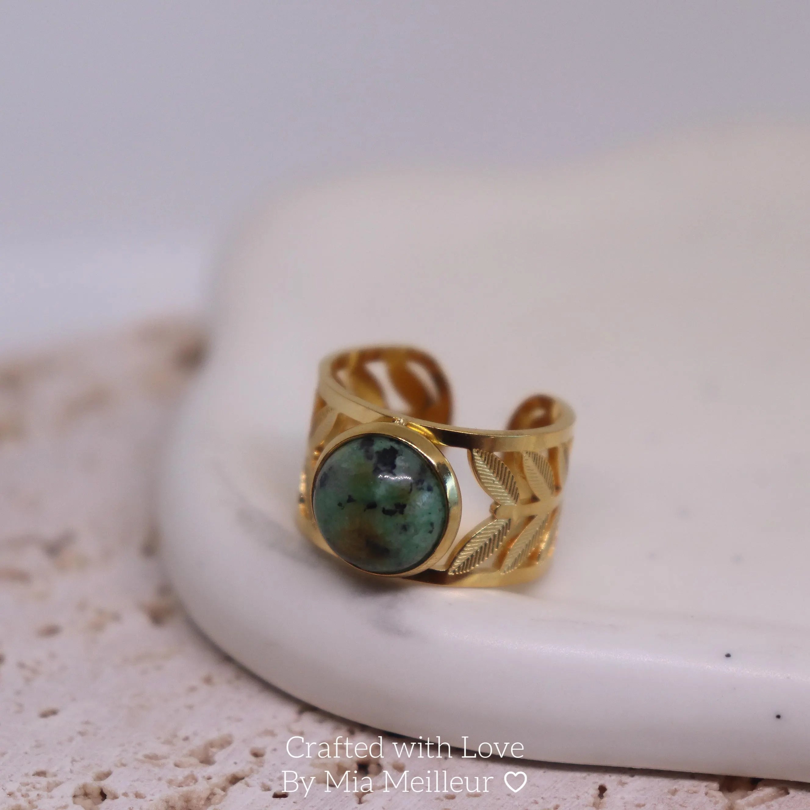Vintage Turquoise Leaf Ring