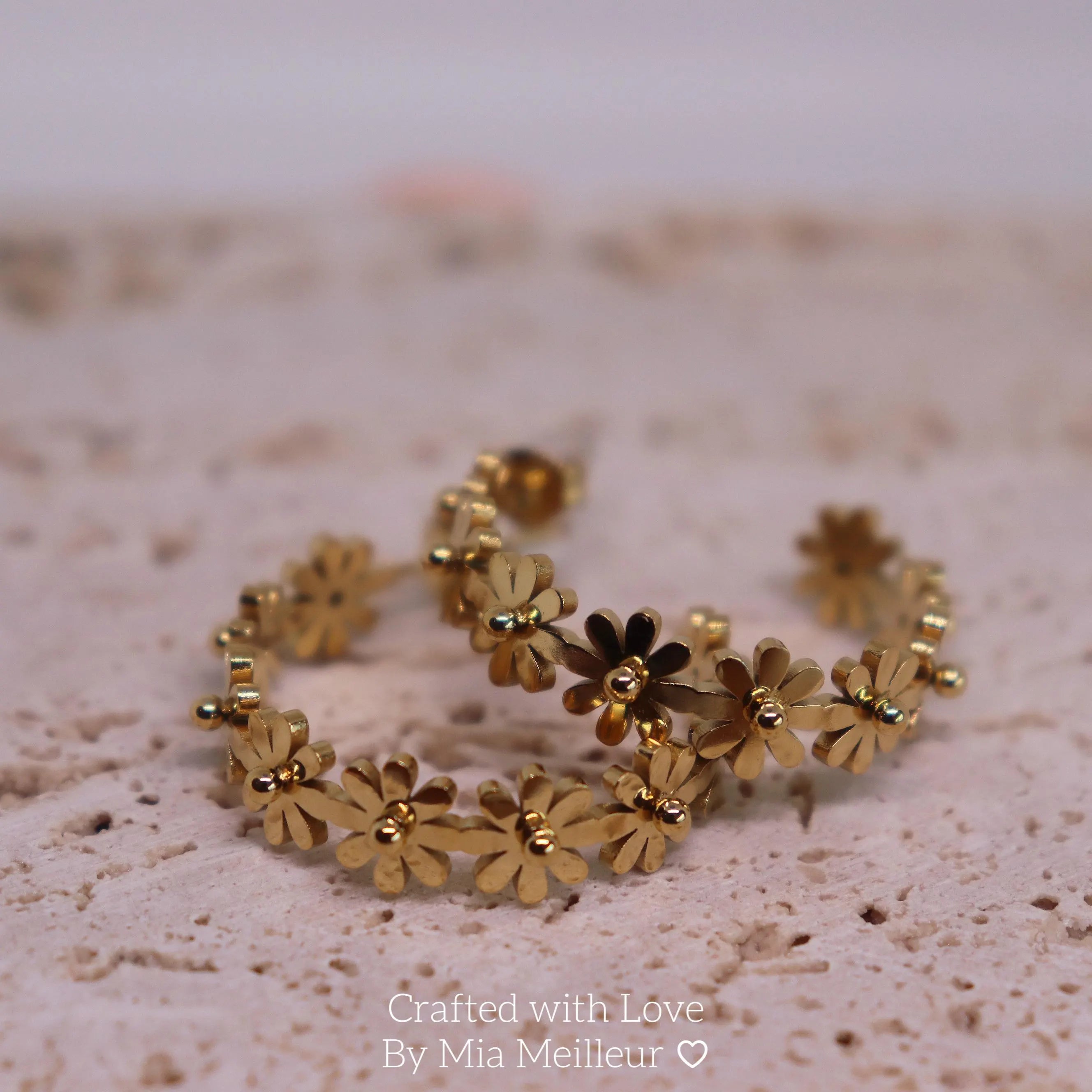 Daisy Hoop Earrings, Blooming Flower Circle Earrings