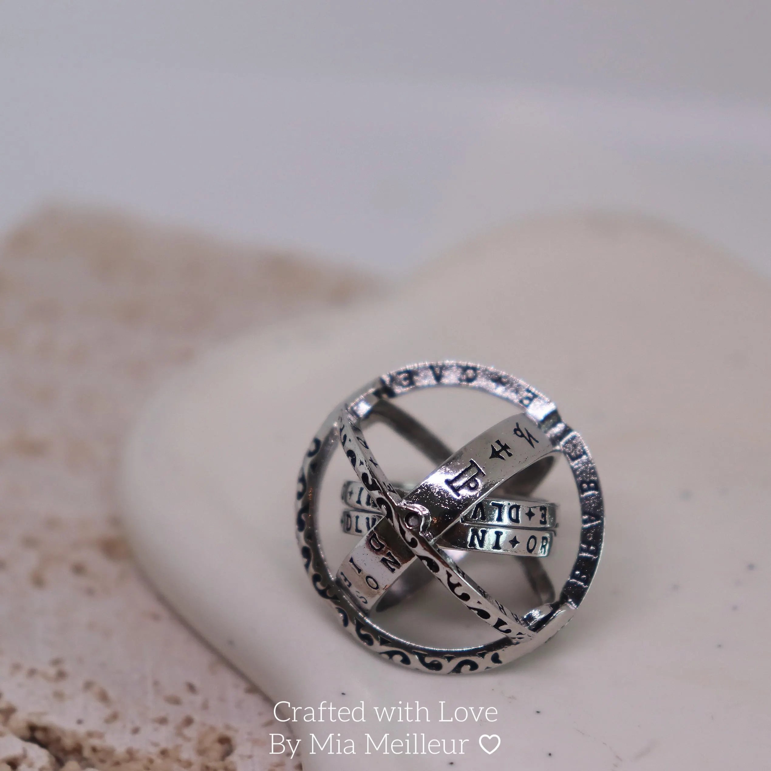 Vintage Astronomical Sphere Ring, Foldable Astronomical Ball Ring