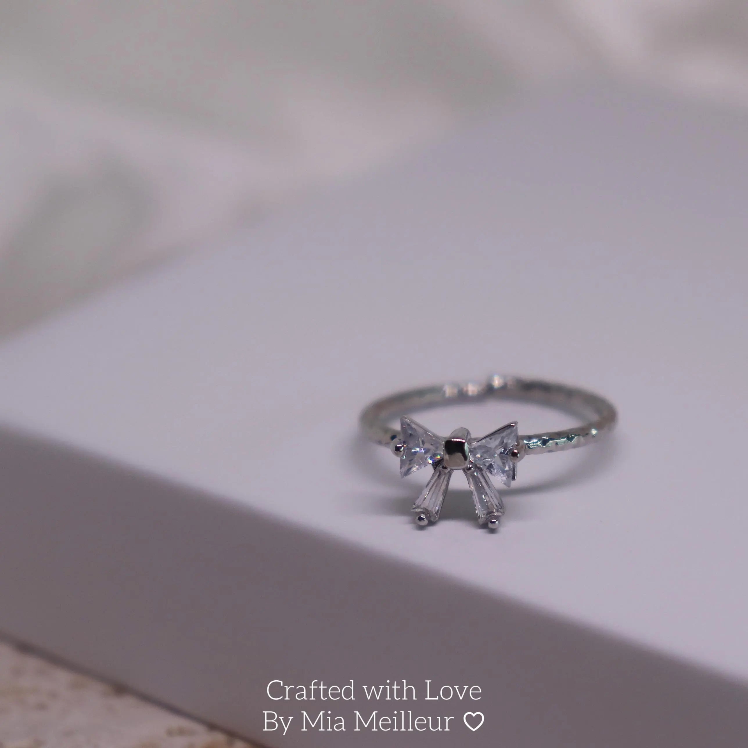 Silver Ribbon Bow Ring MR001