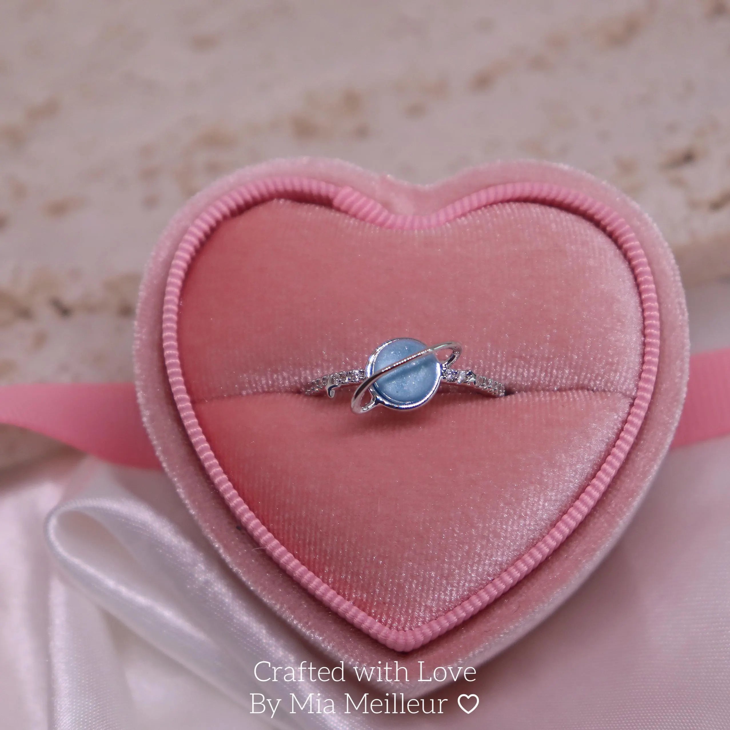 Blue Moonstone Saturn Ring
