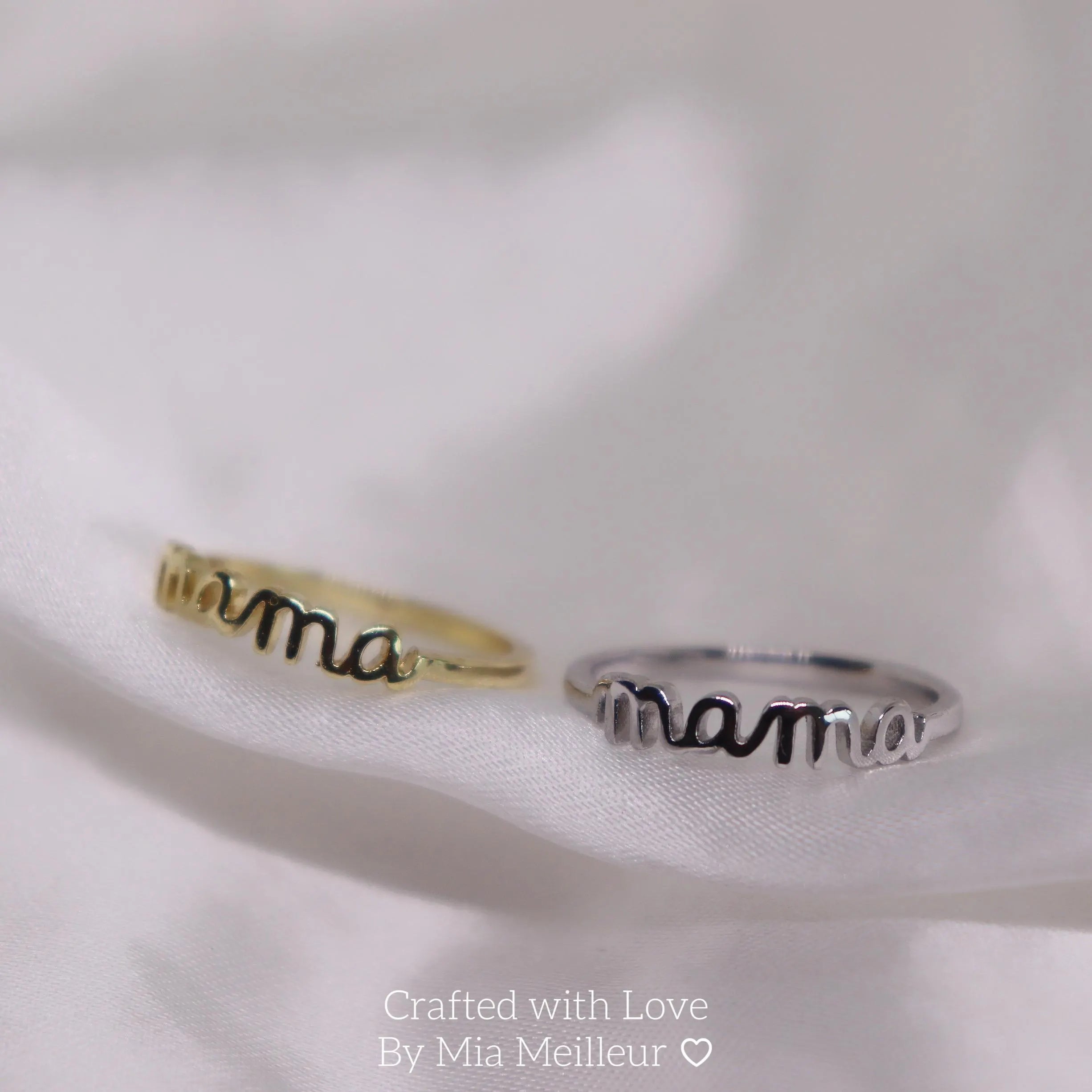 Dainty Mama Ring in Glod & Silver by Mia Meilleur