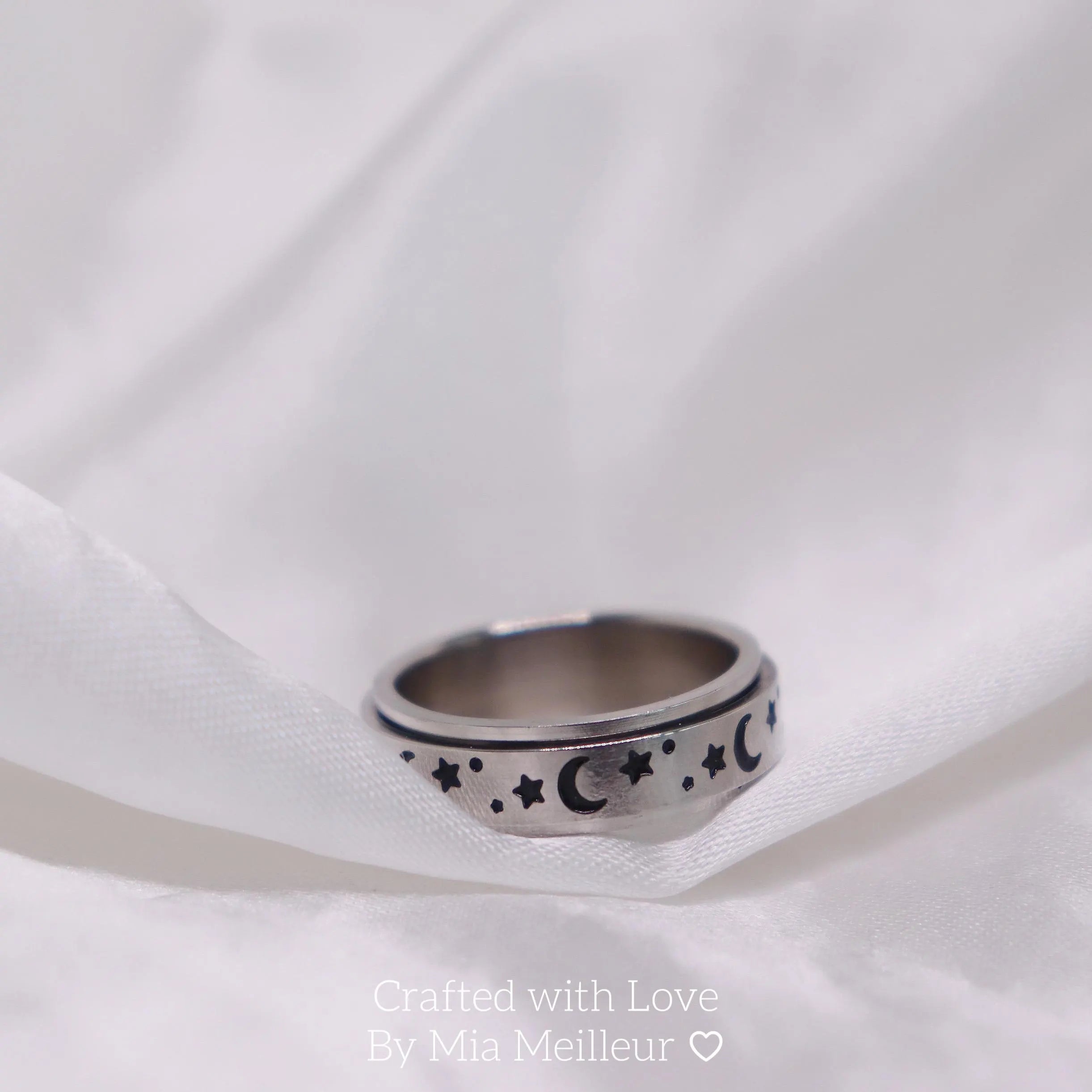 Moon and Stars Spinning Ring