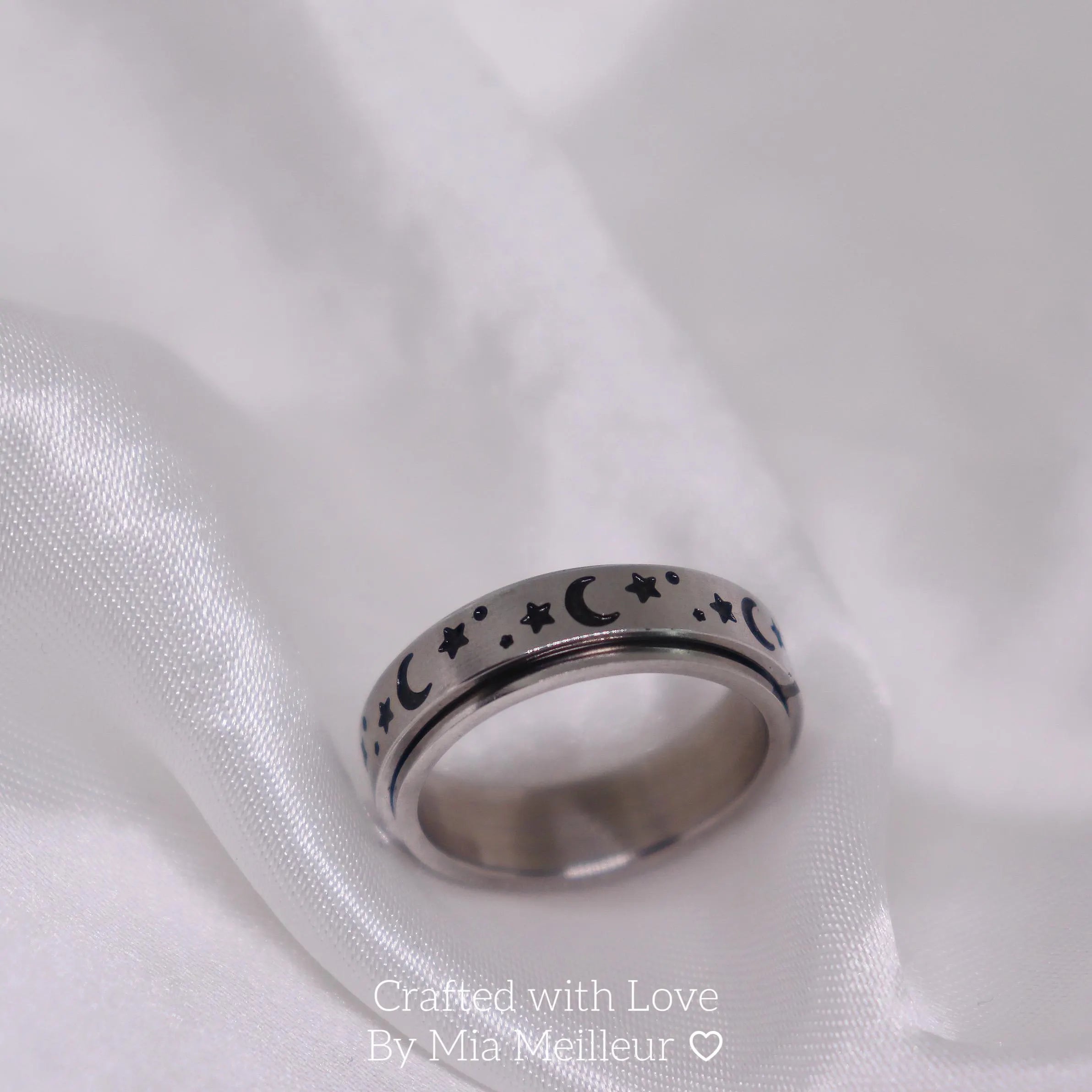 Moon and Stars Spinning Ring