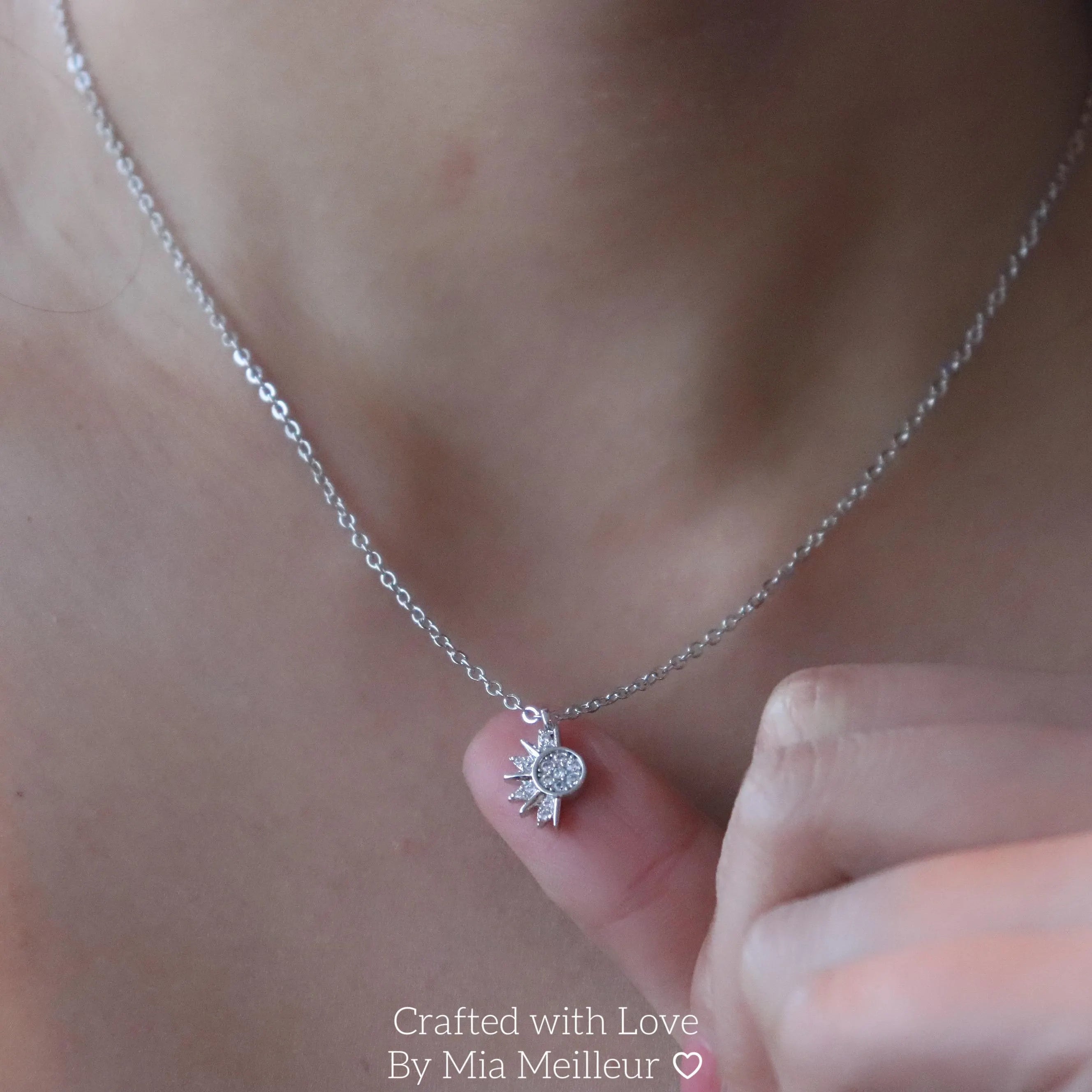 Silver Sun Necklace, Gold Moon Necklace