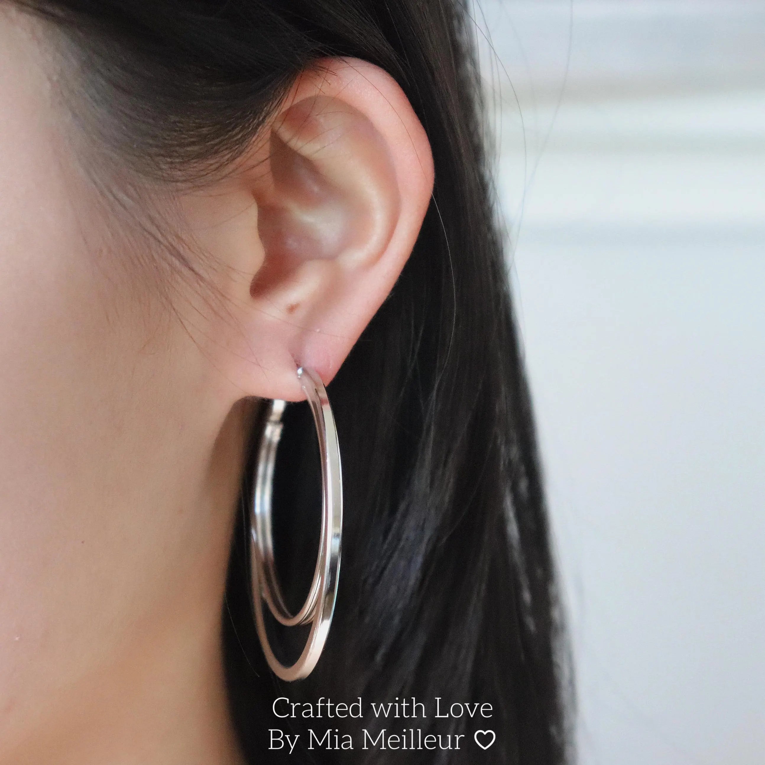 Double Layer Silver Hoop Earrings,