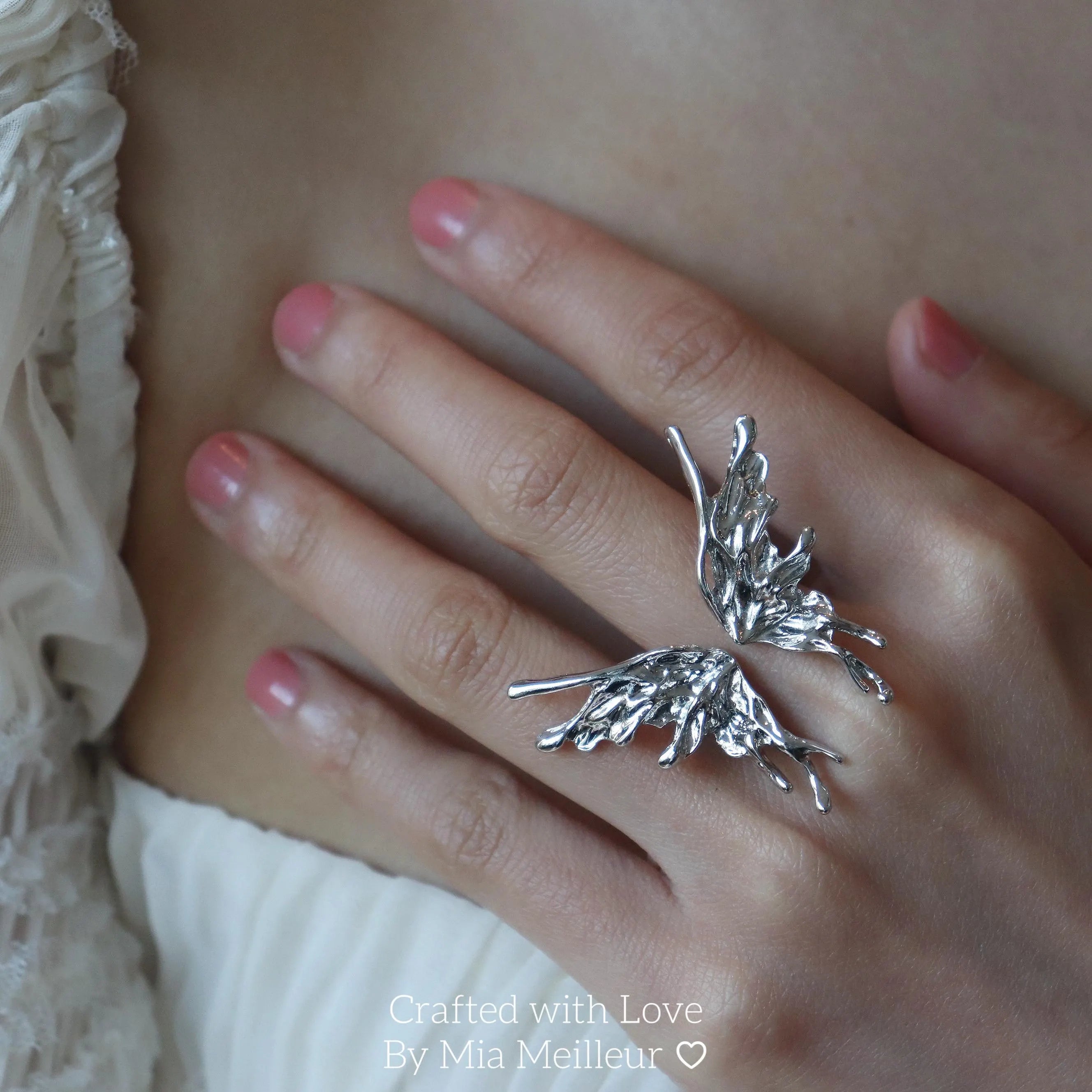 Silver Butterfly Cuff Ring