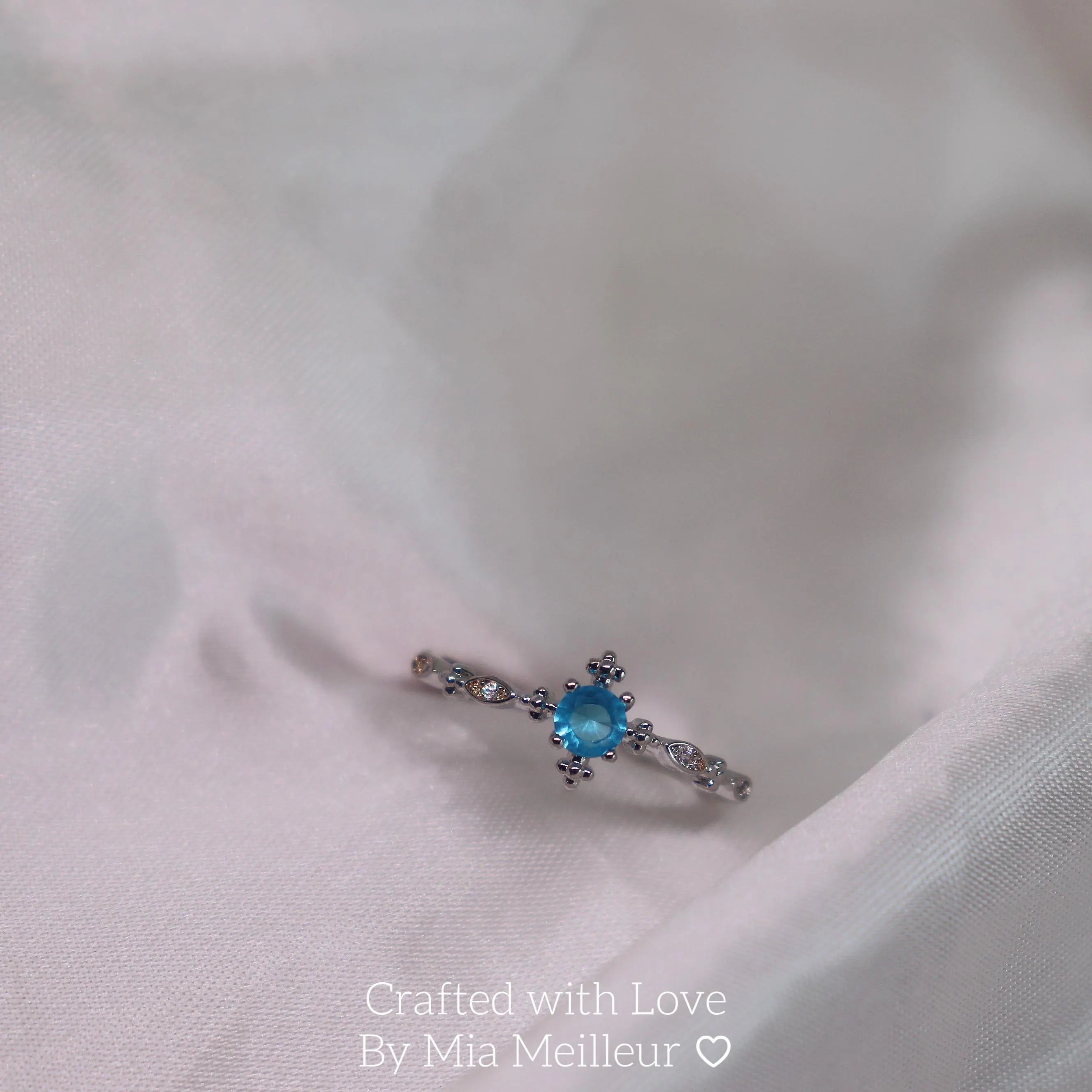Dainty Blue Gemstone Engagement Ring MR137