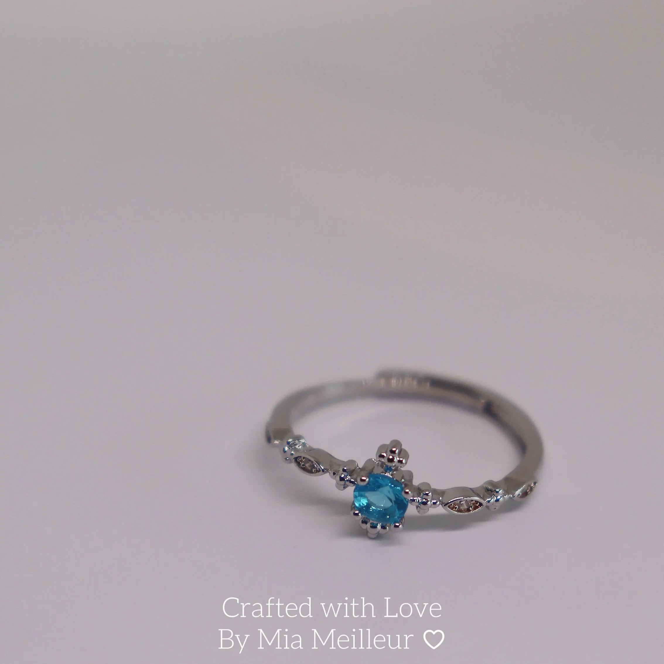 Dainty Blue Gemstone Engagement Ring MR137