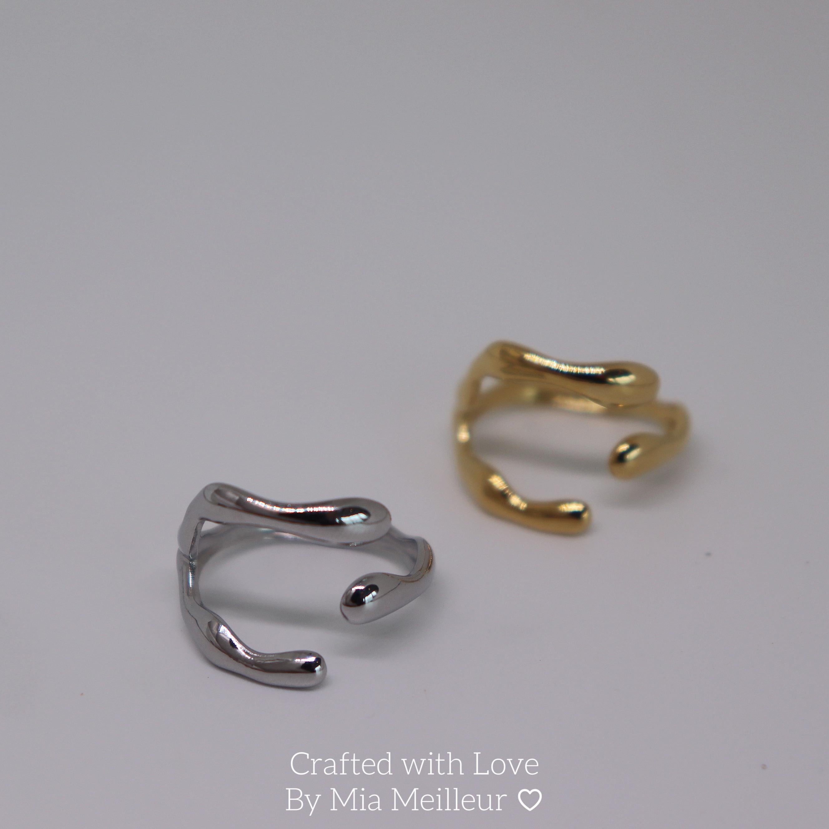 Art Deco Stacking Ring in Gold & Silver