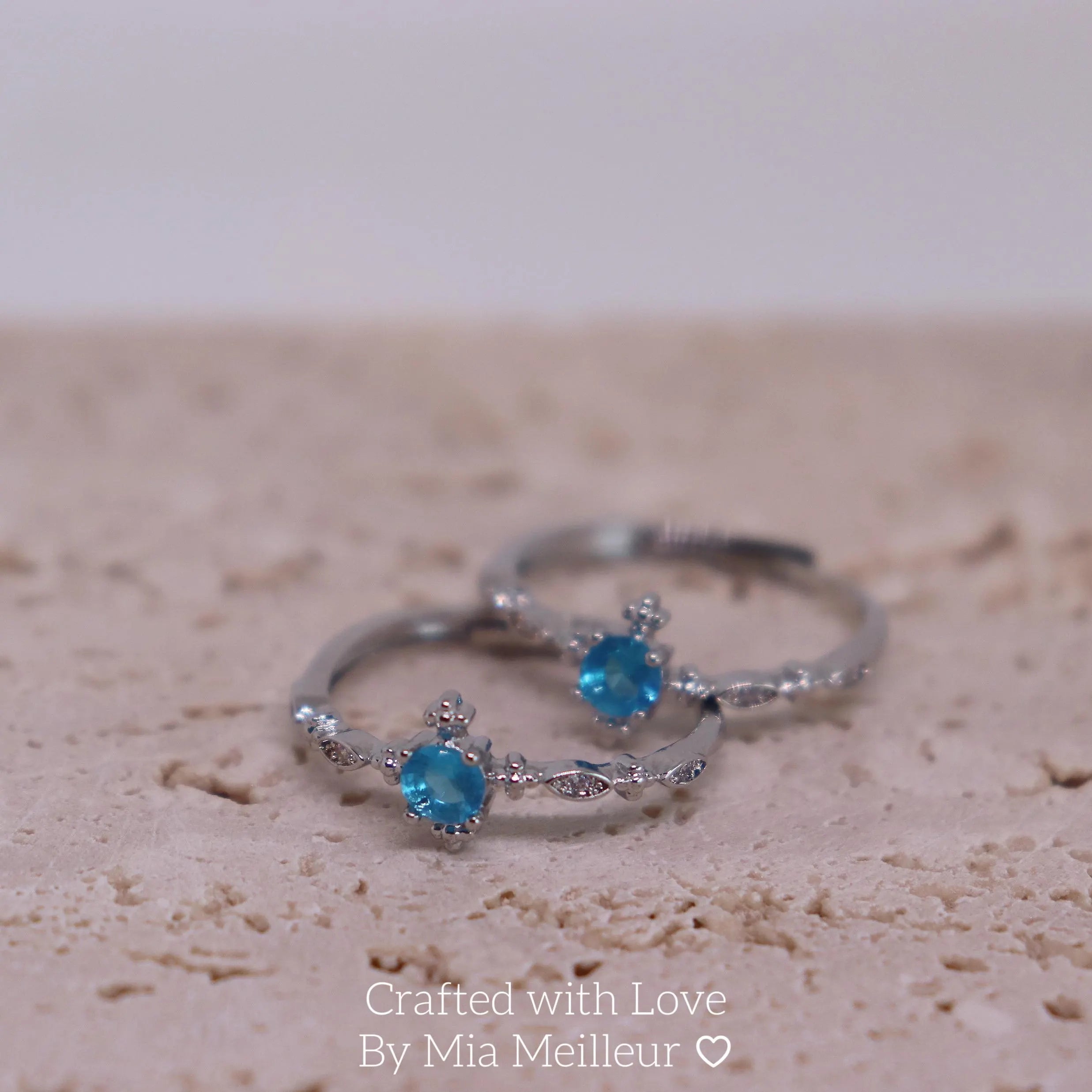 Dainty Blue Gemstone Engagement Ring MR137