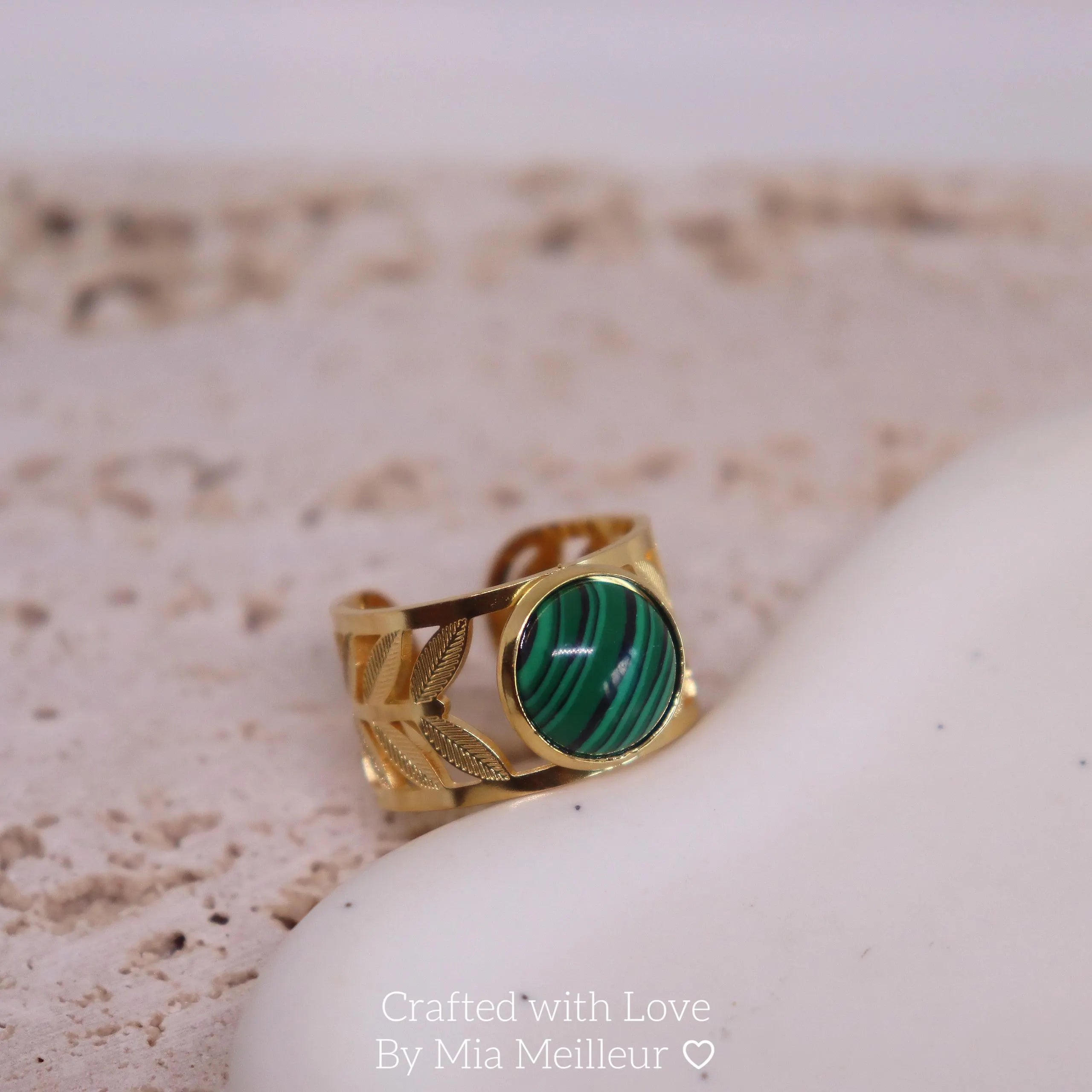 Vintage Green Gemstone Leaf Ring