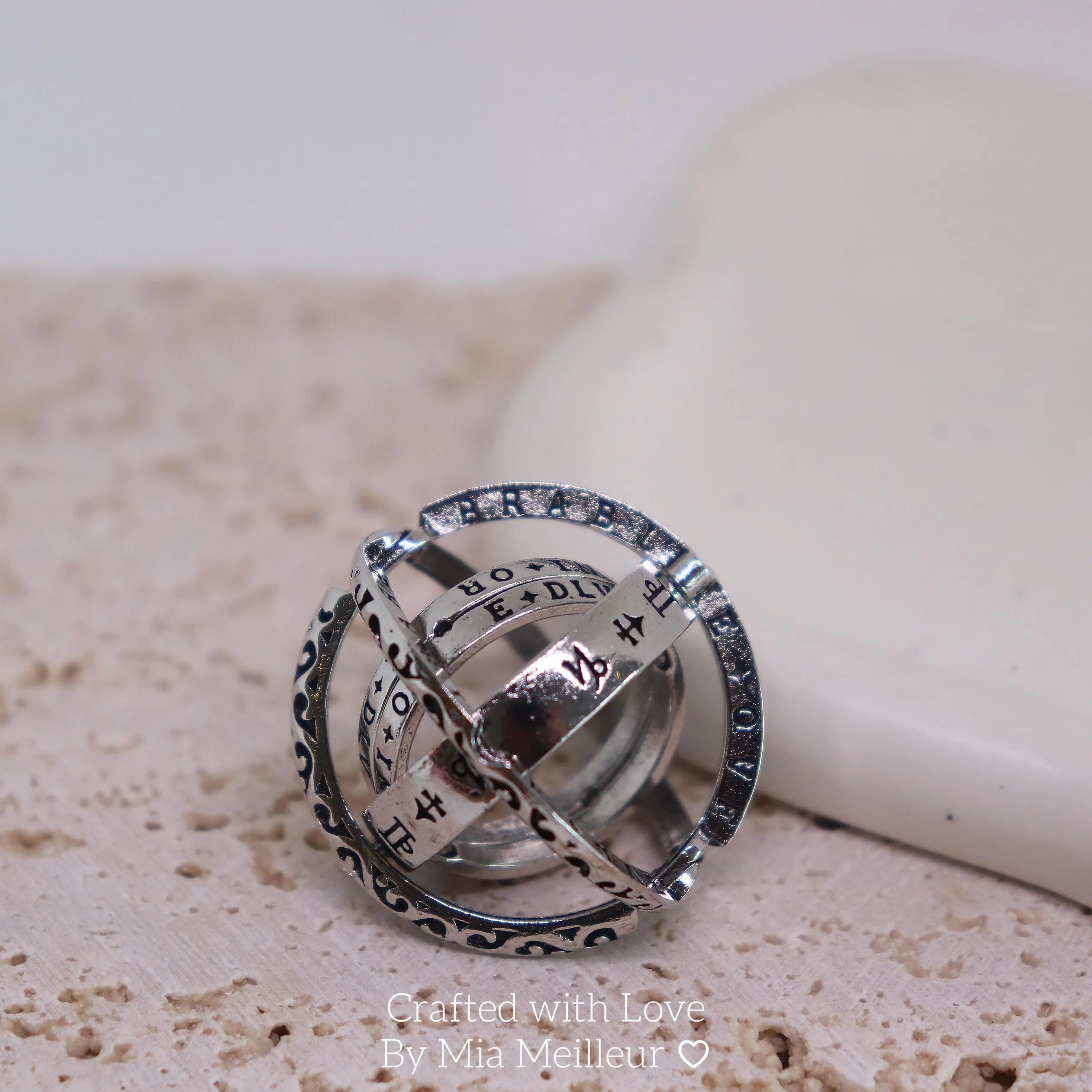 Vintage Astronomical Sphere Ring, Foldable Astronomical Ball Ring