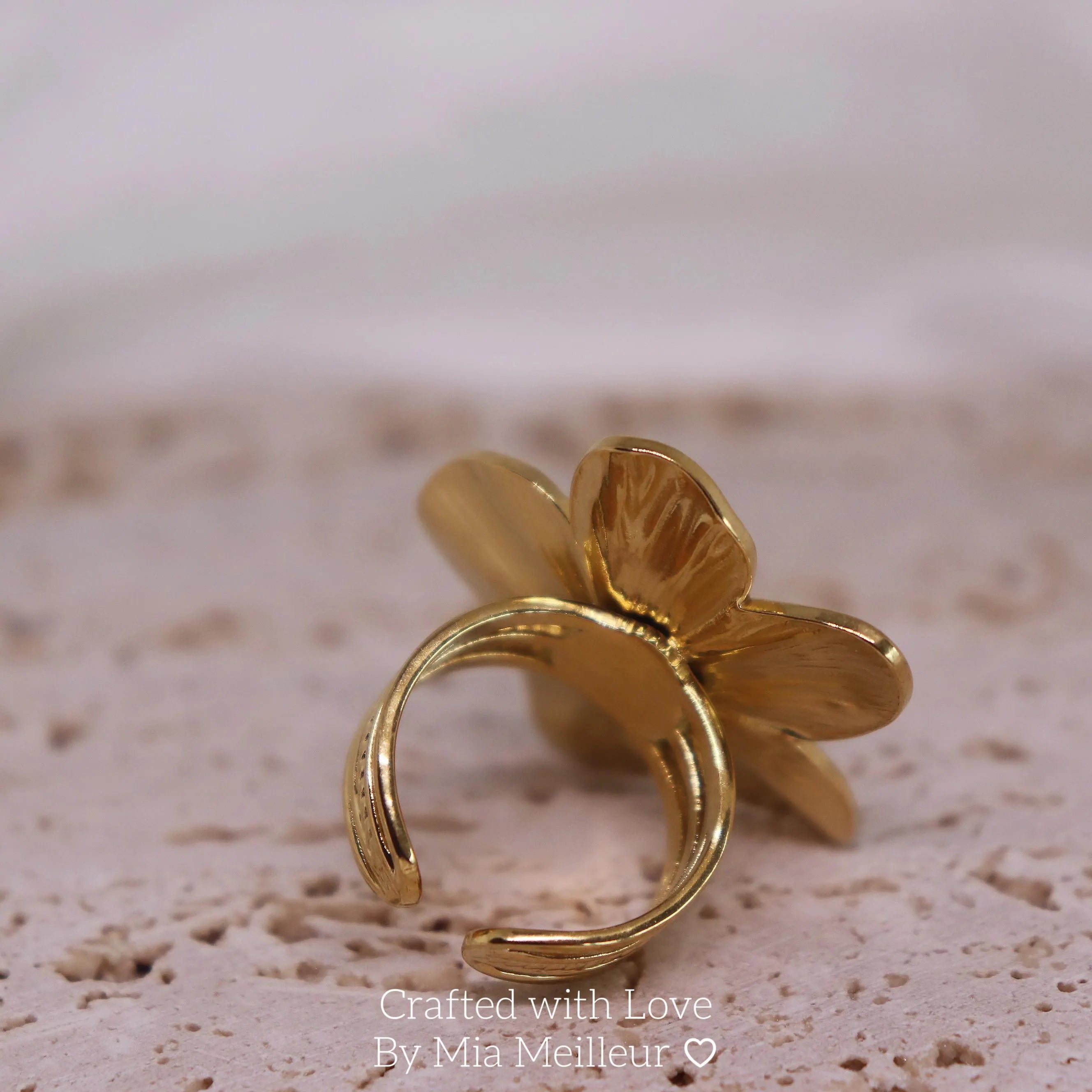Golden Flower Open Ring