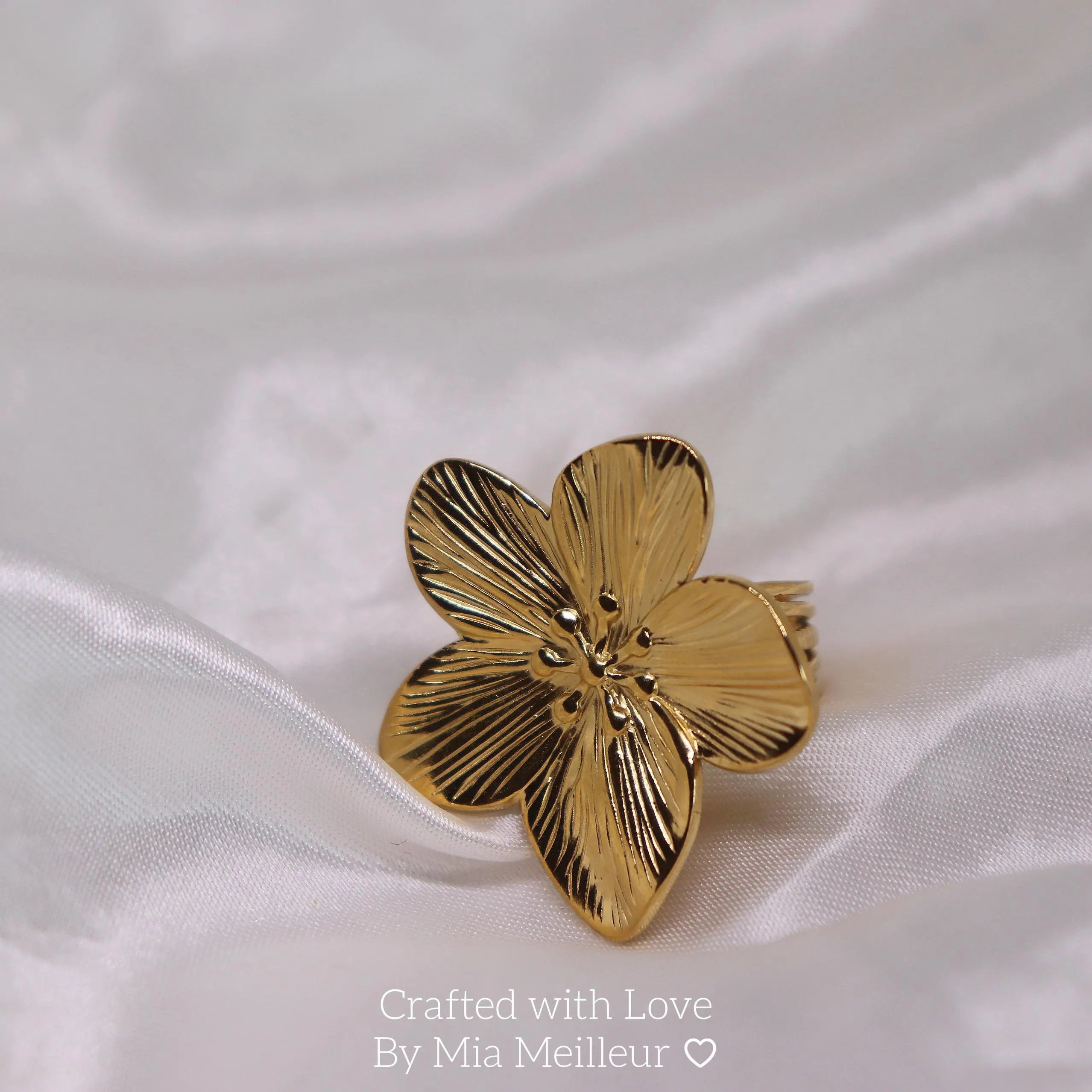 Golden Flower Open Ring