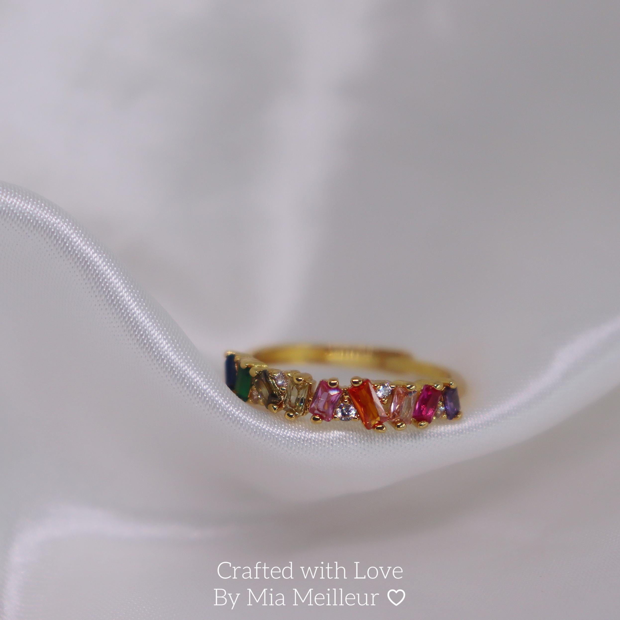 Rainbow Gemstone Gold Eternity Band MR028