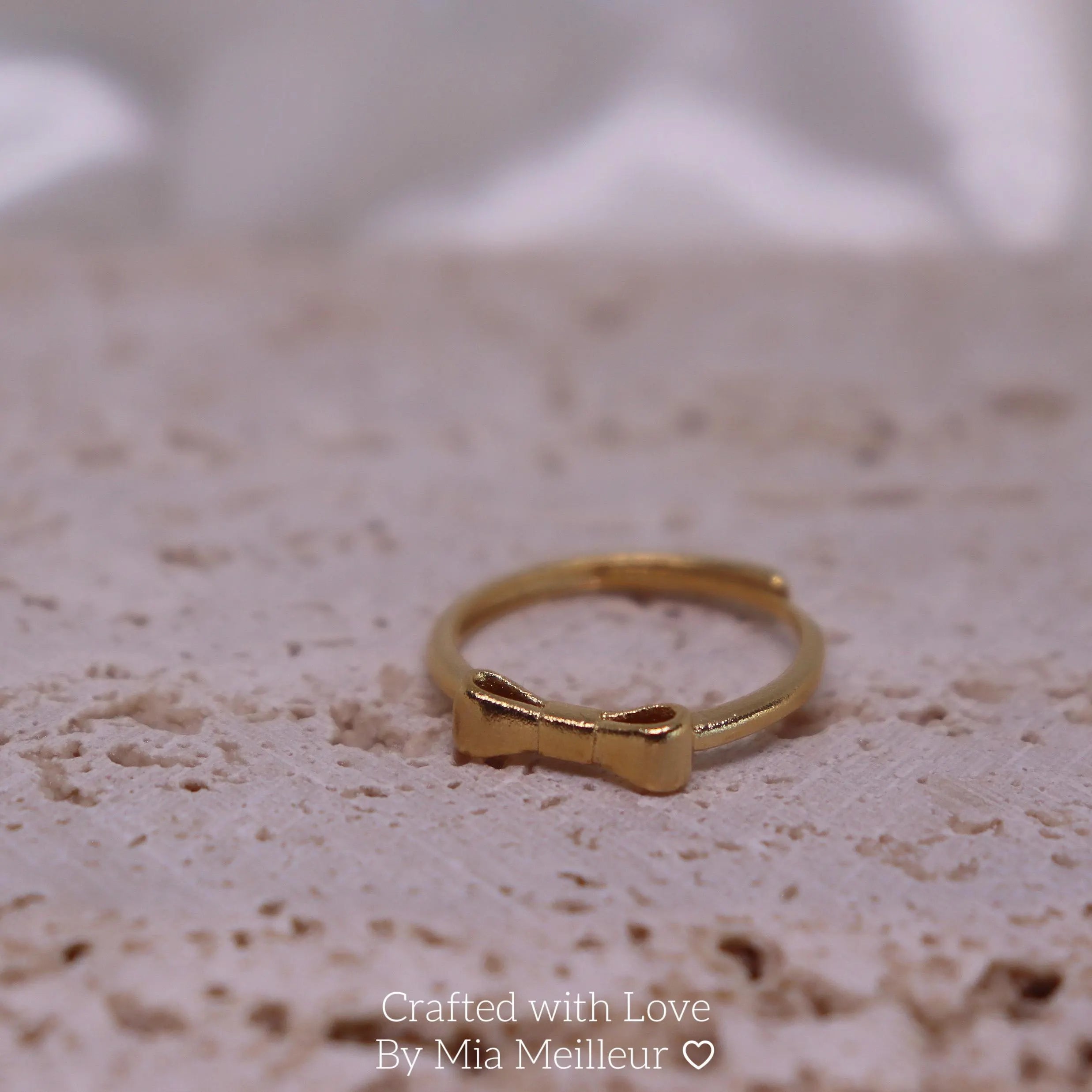 Gold Matt Brushed Bow Ring
