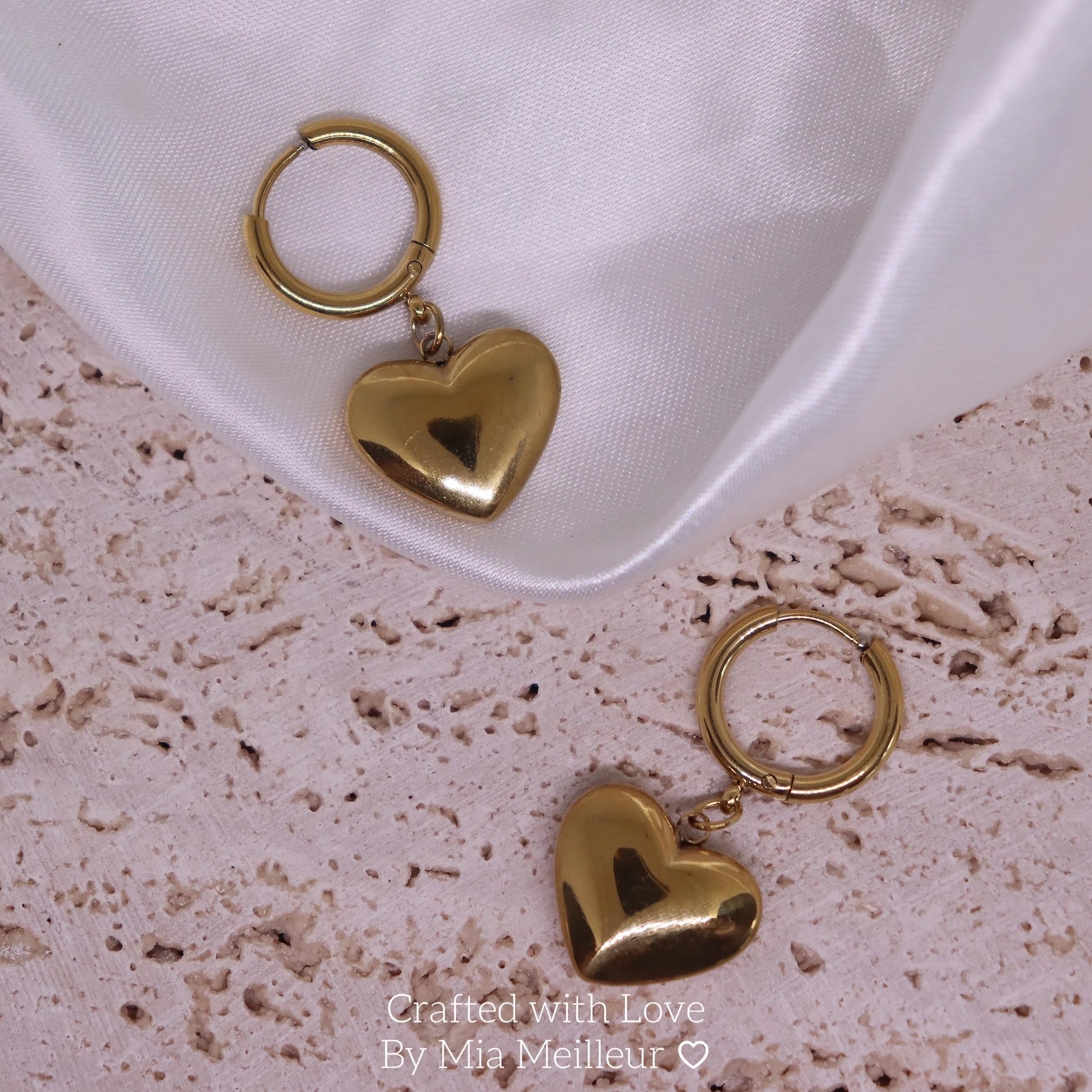 Puff Heart Drop Earrings