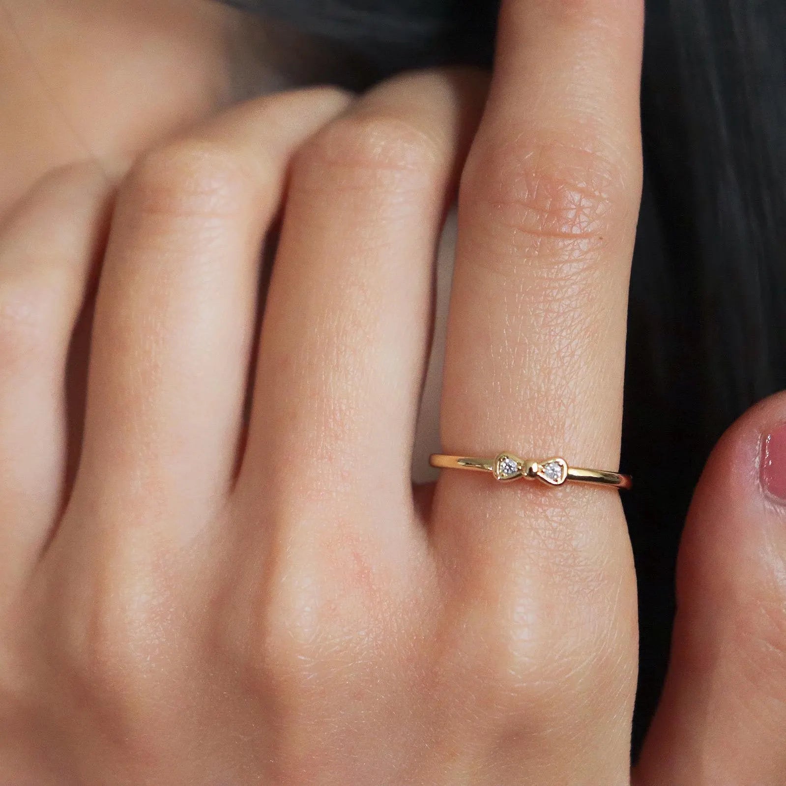 Dainty Bow Diamond Ring