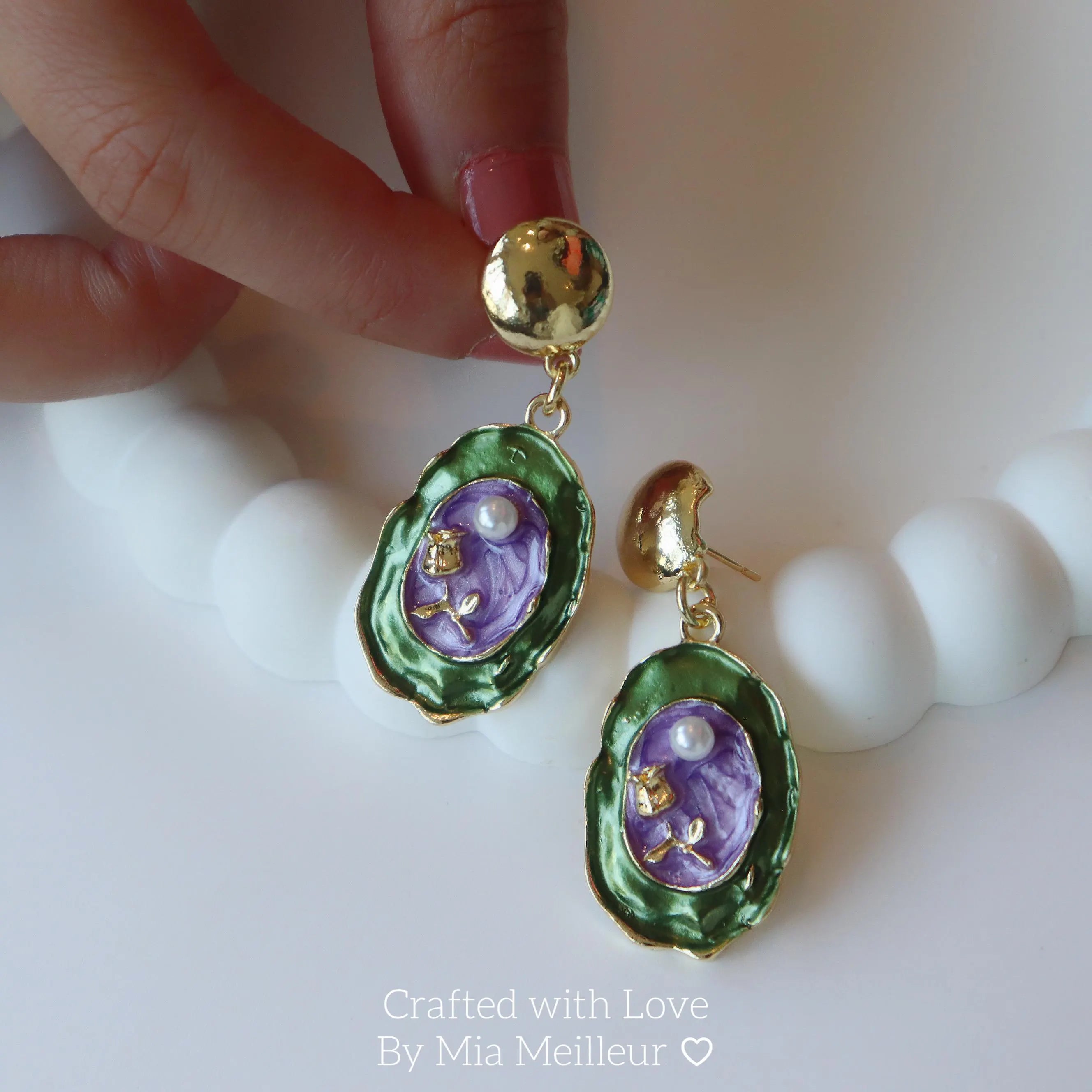 Pearl Flower Gold Drop Earrings