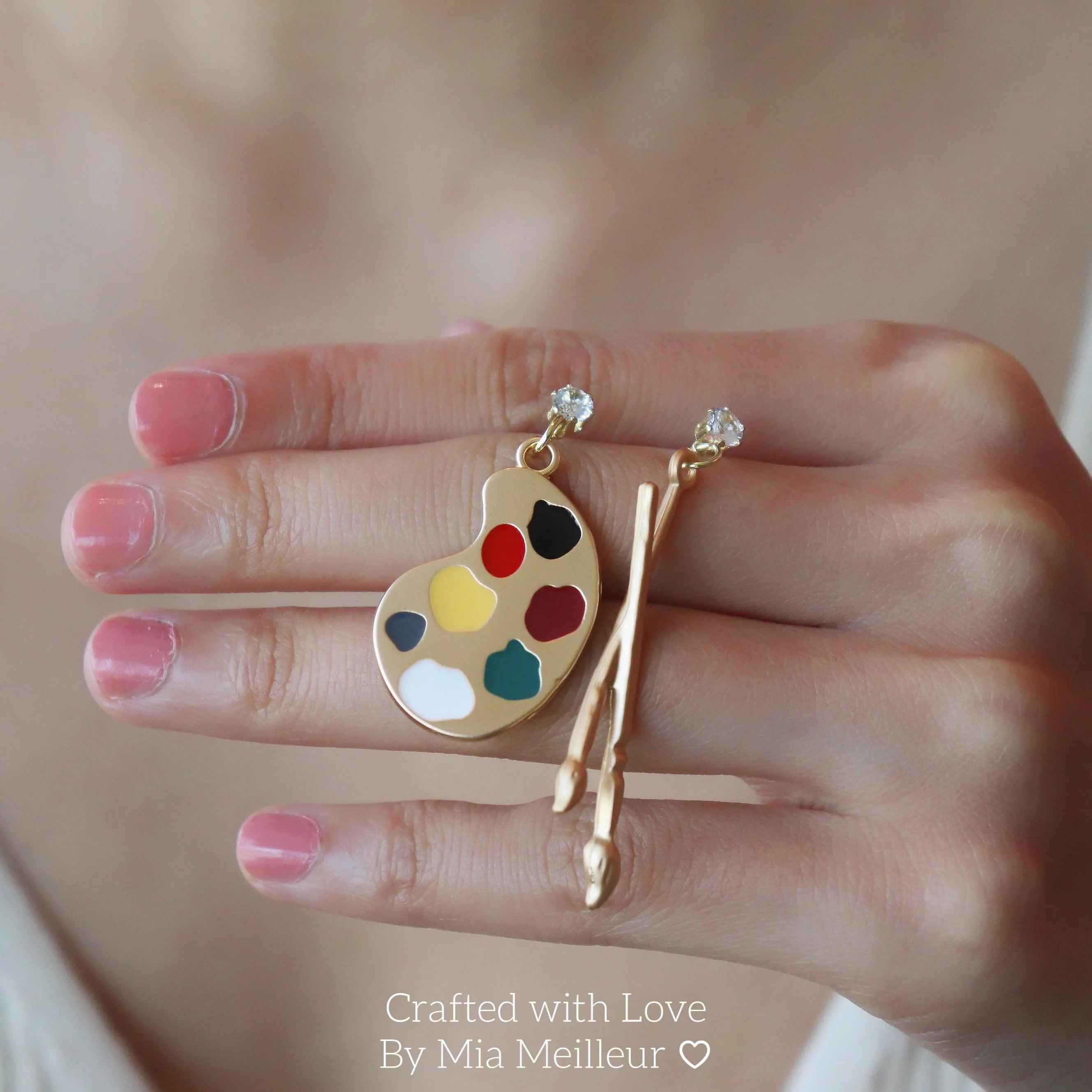 Artist Palette & Paintbrush Mismatched Earrings