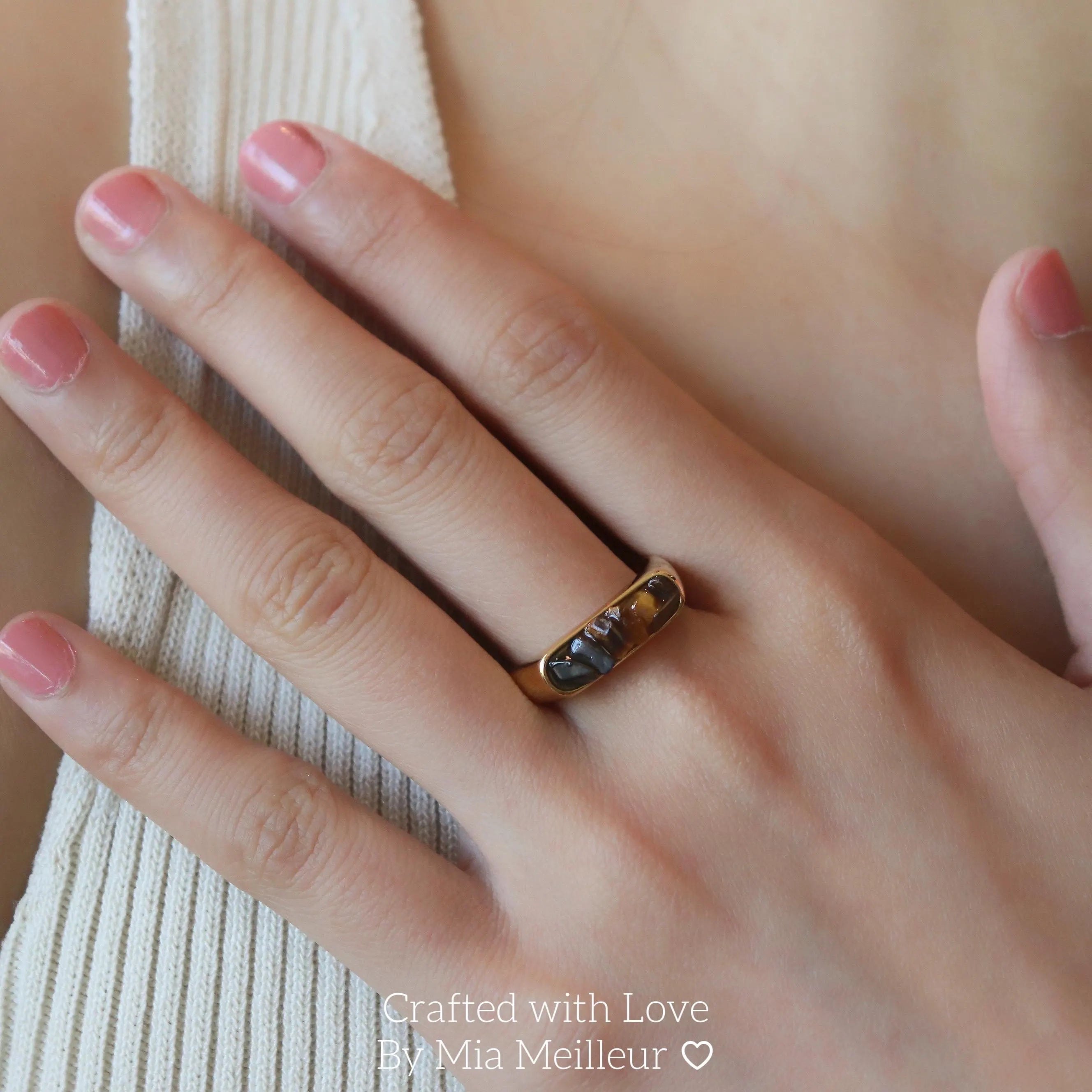 Tortoiseshell Resin Inlay Rin