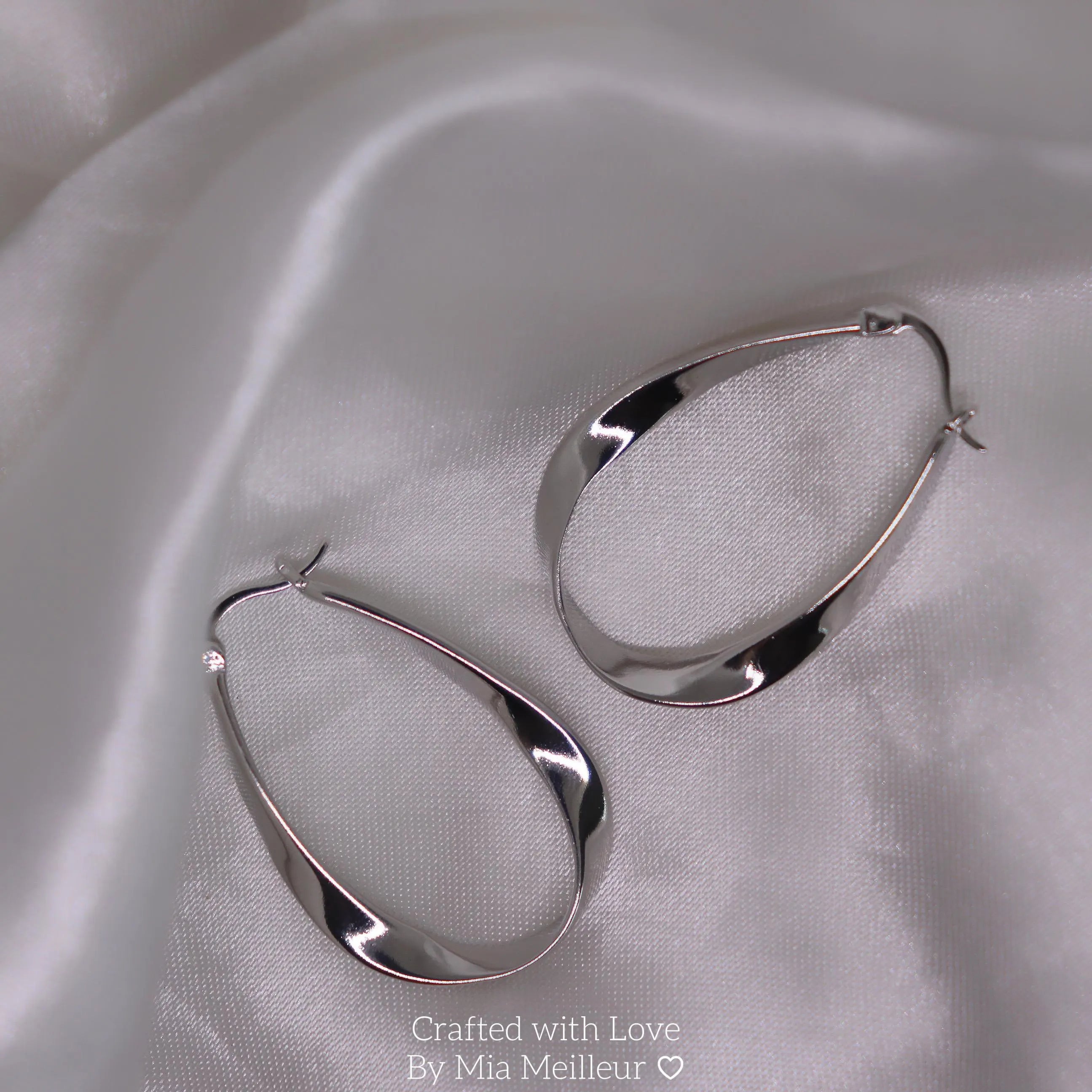 Twist Oval Hoop Earrings, Wavy Hoop Earrings