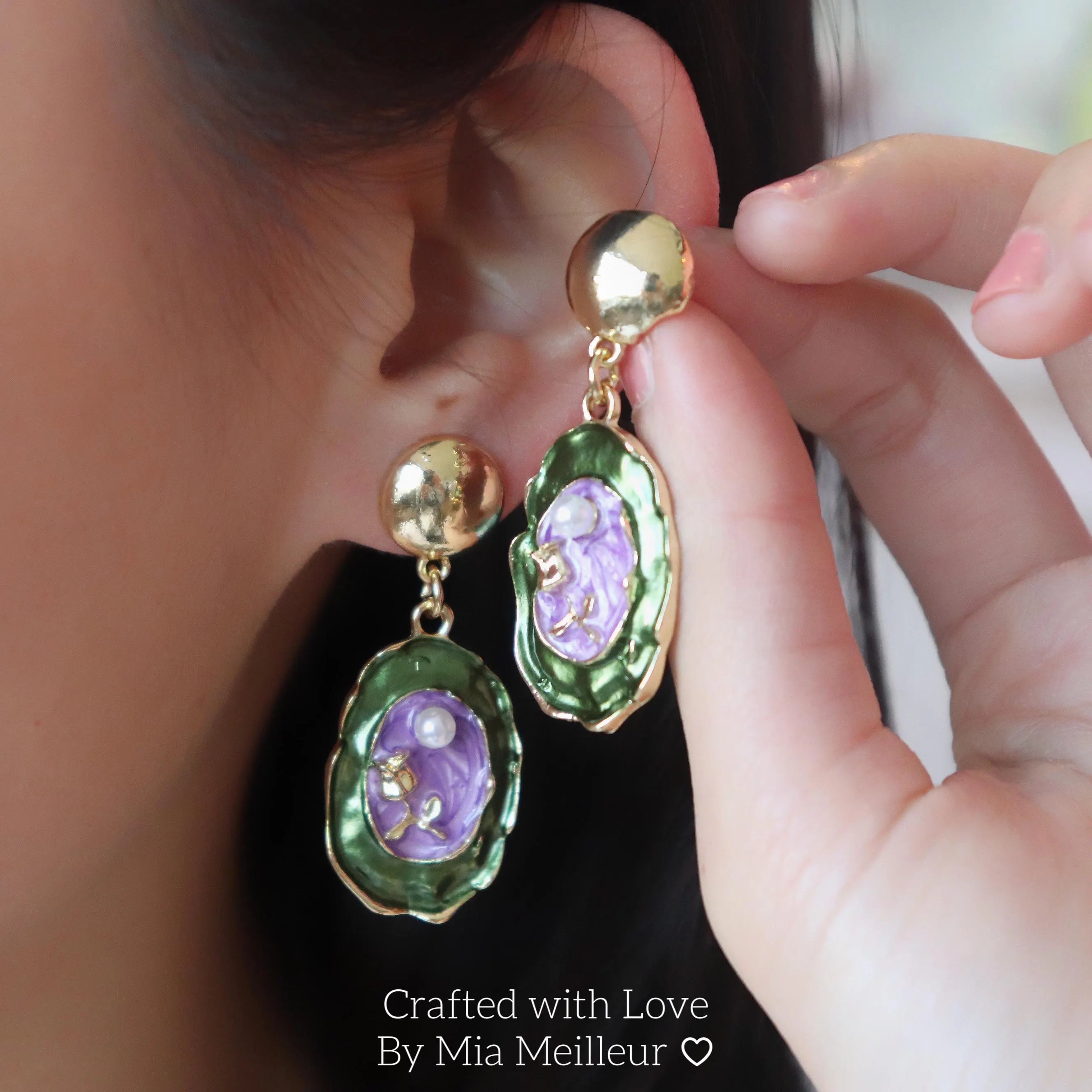 Pearl Flower Gold Drop Earrings