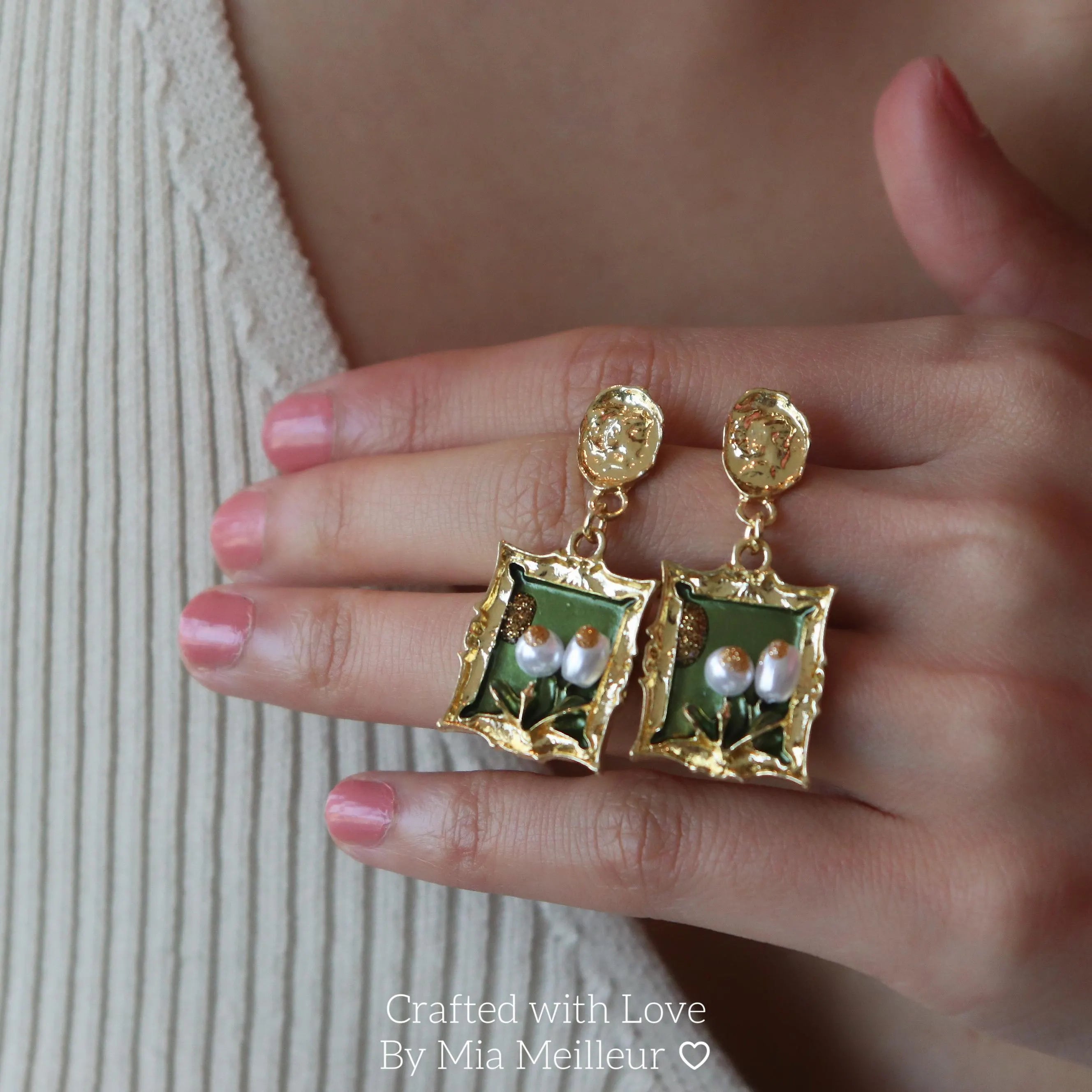 Lily of the Valley Earrings, Baroque Floral Drop Earrings