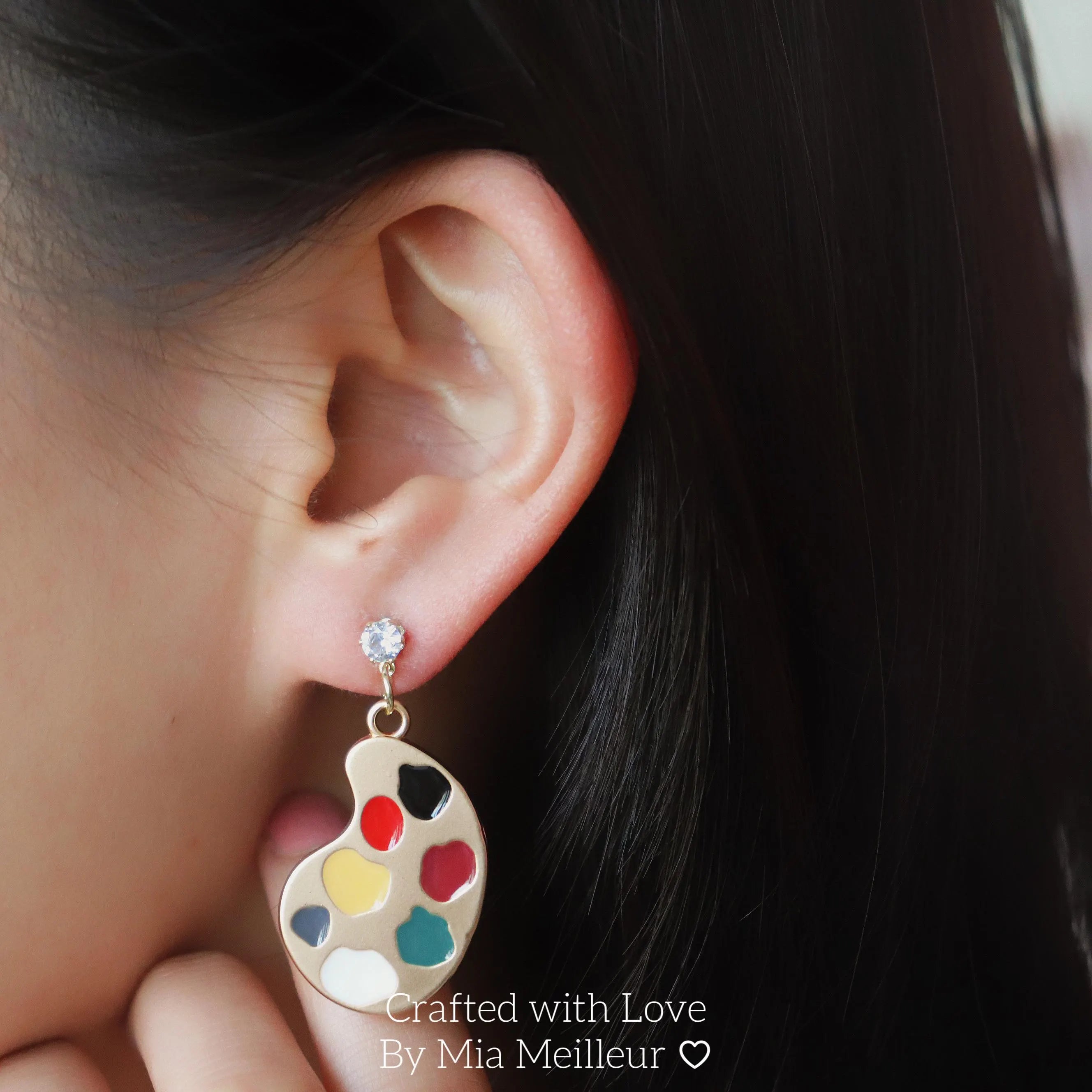 Artist Palette & Paintbrush Mismatched Earrings
