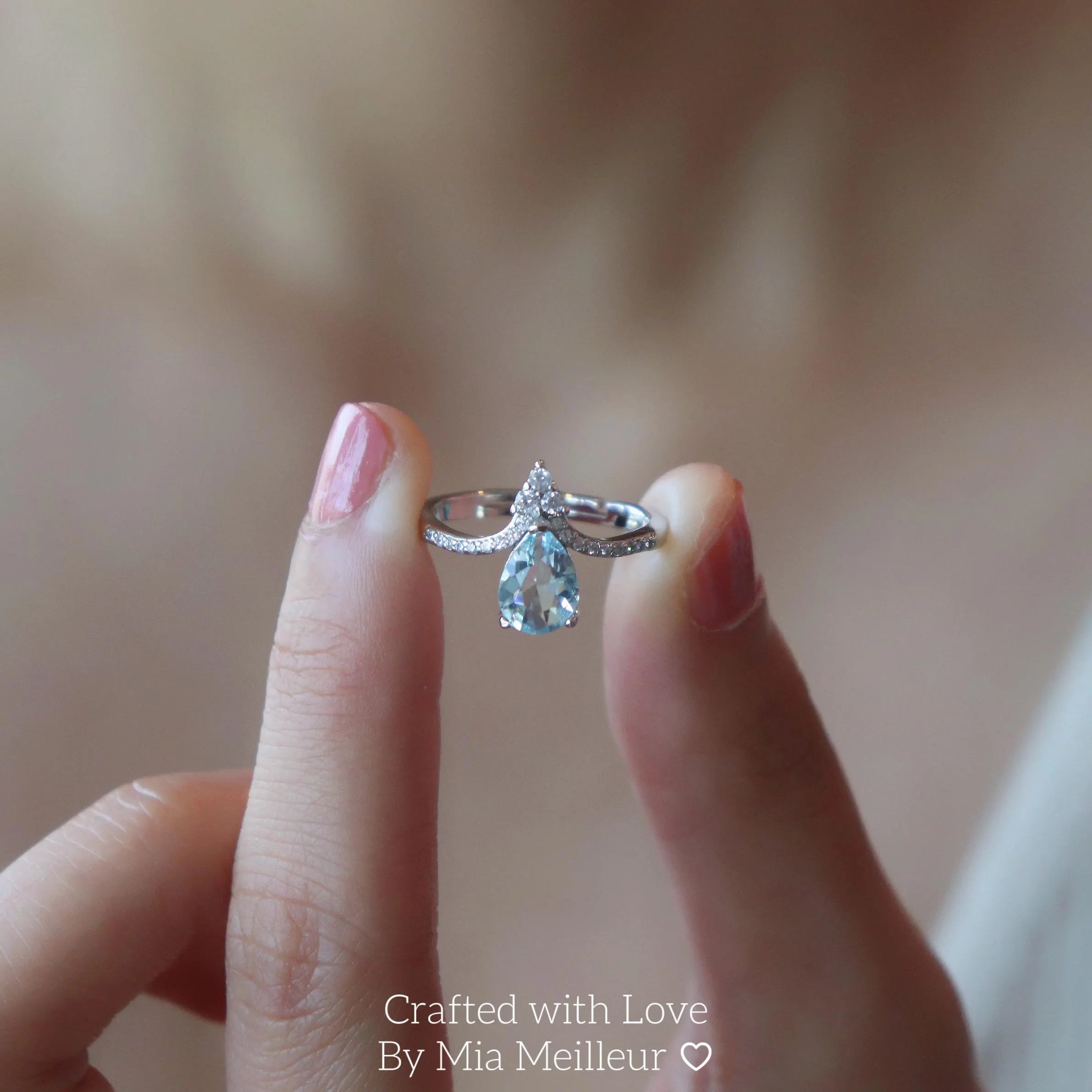 Aquamarine Teardrop Ring MR148