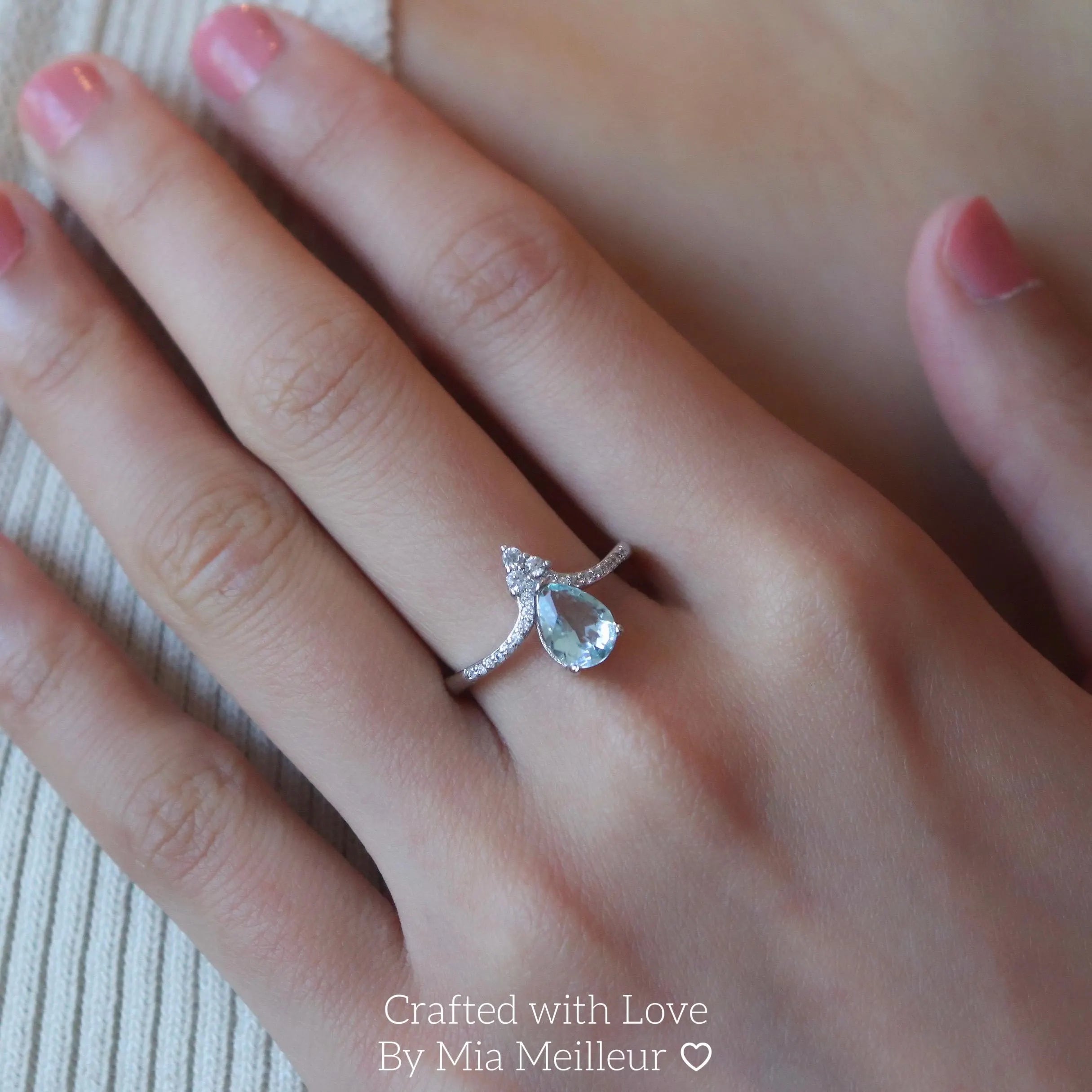 Aquamarine Teardrop Ring MR148