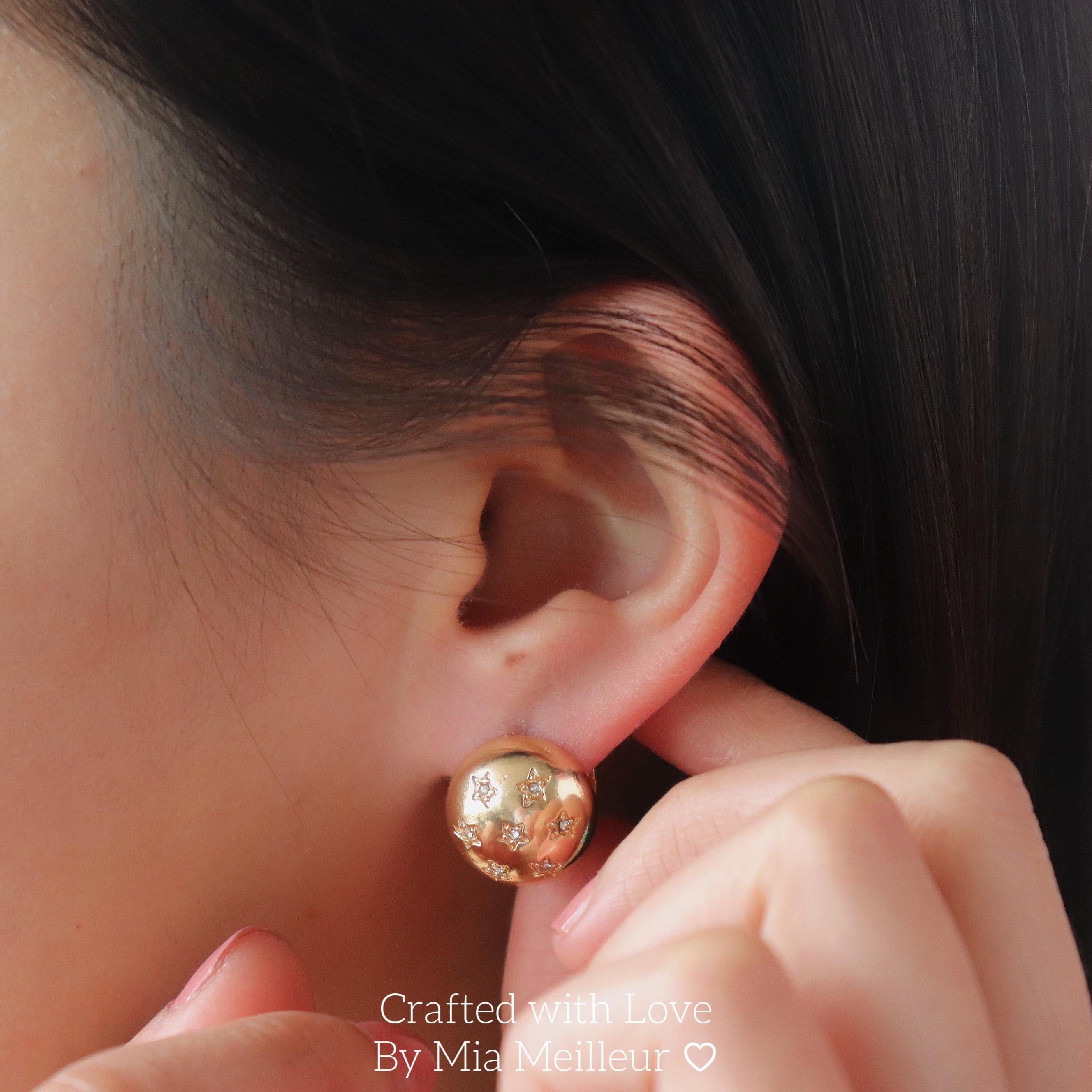 Gold Dome Ball Clip On Earrings