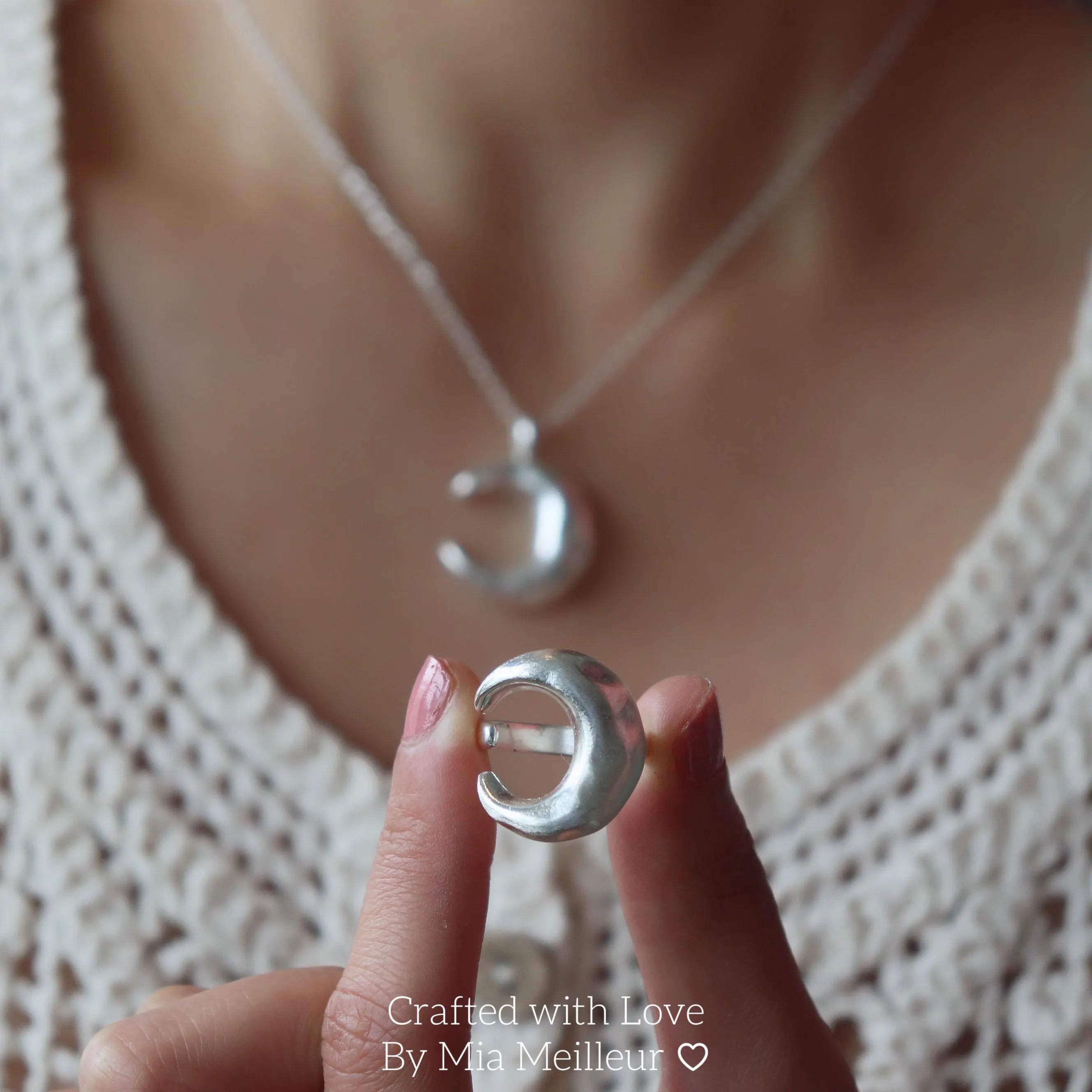 Silver Crescent Moon Ring