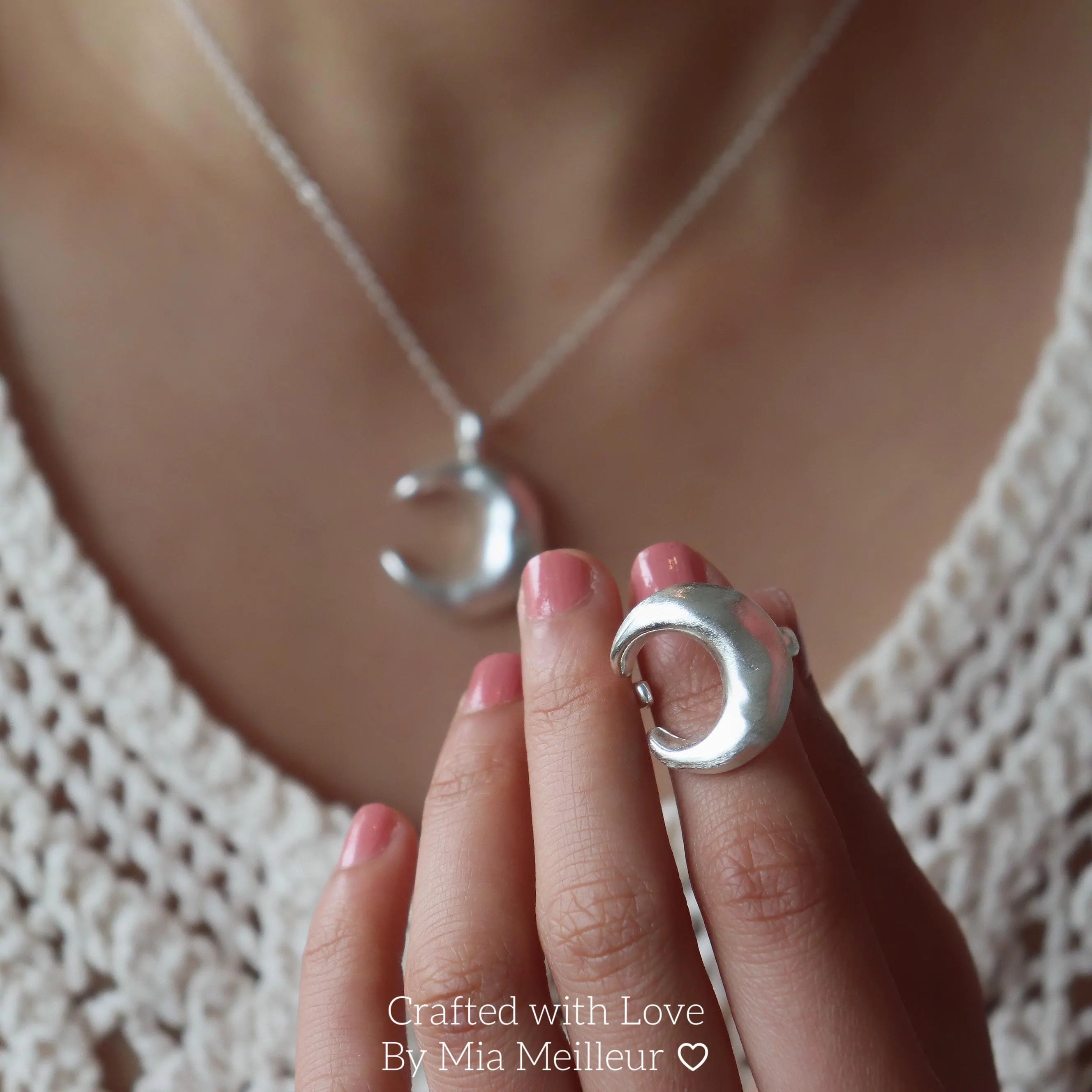 Silver Crescent Moon Ring
