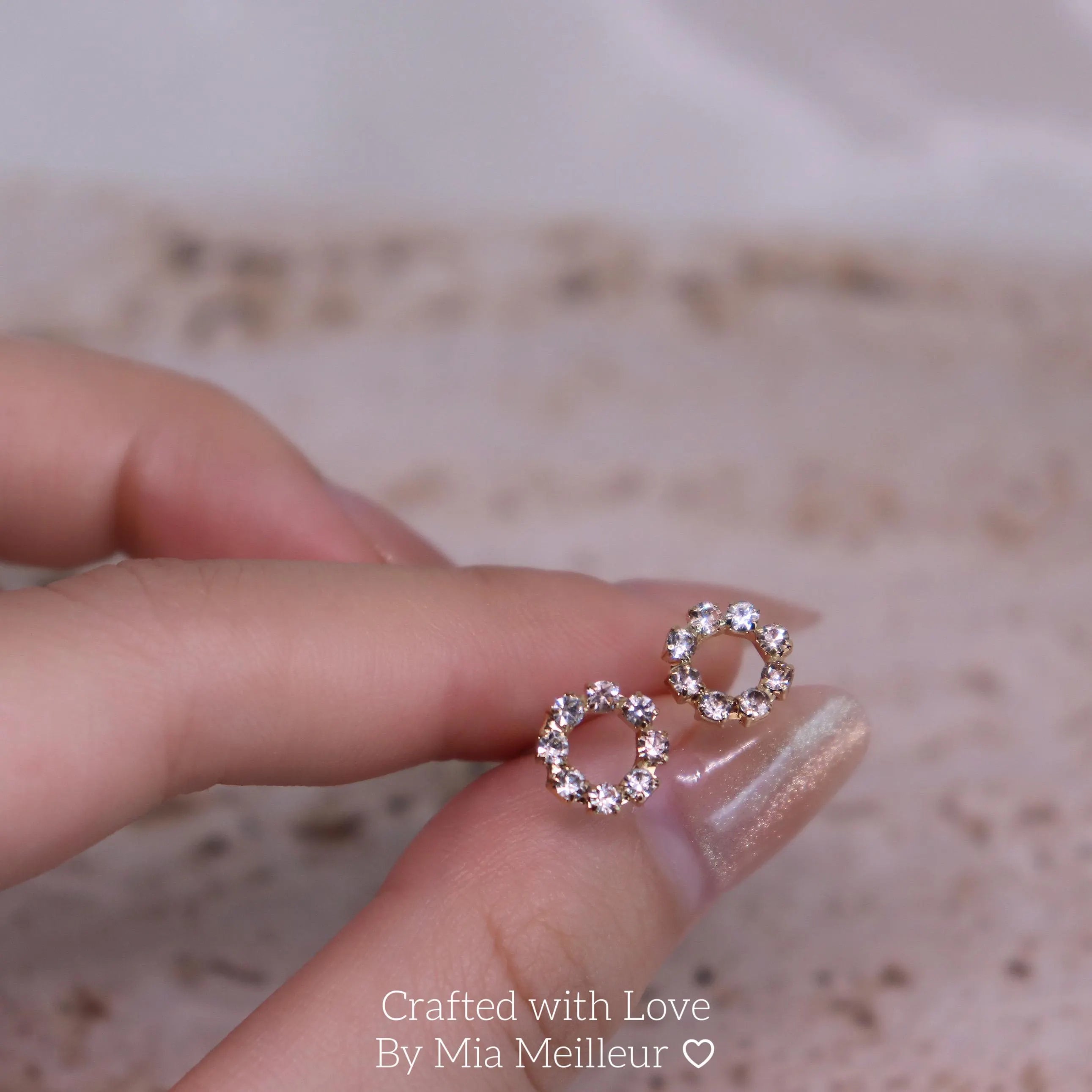 Dainty Pavé Circle Stud Earrings
