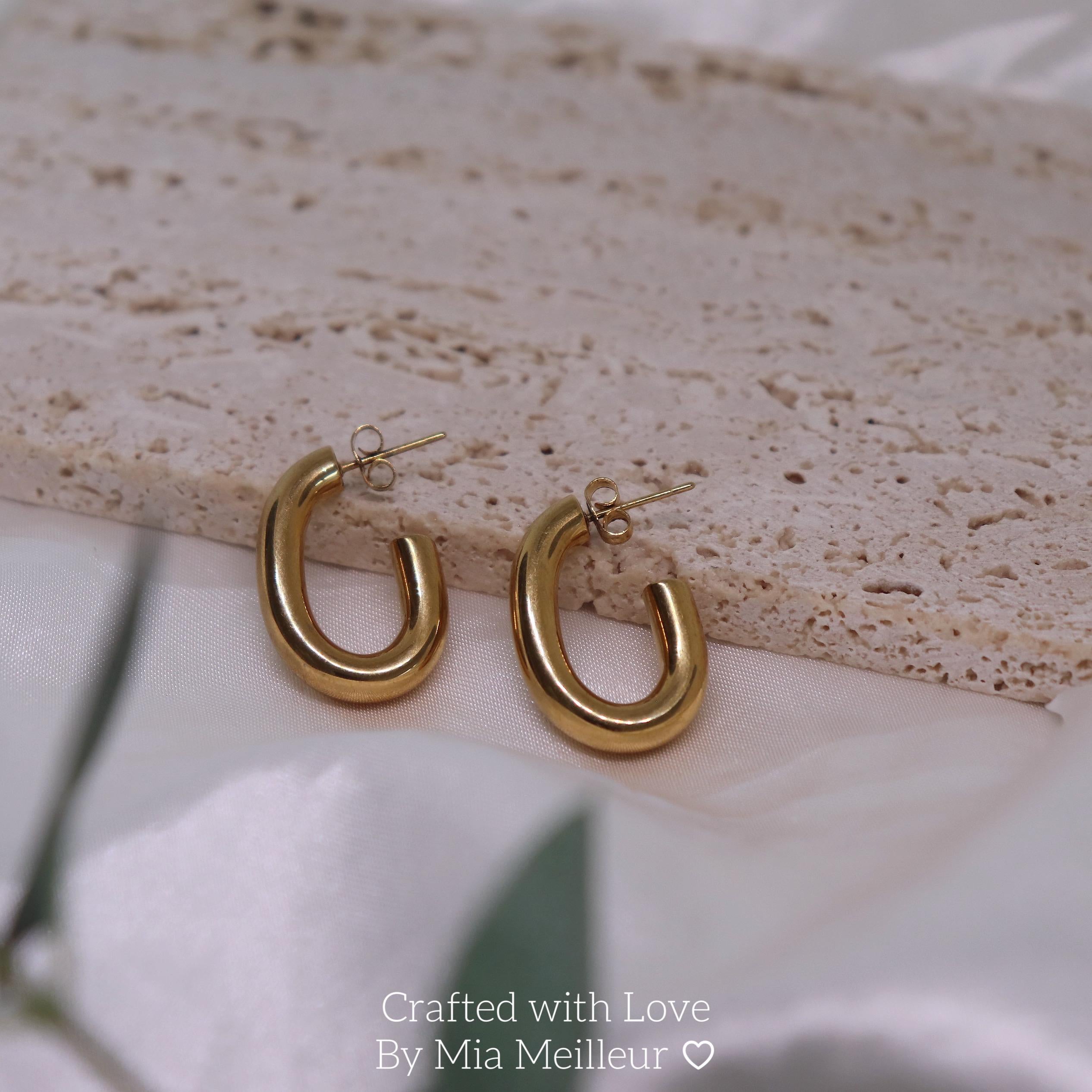 Abstract Oval Hoop Earrings
