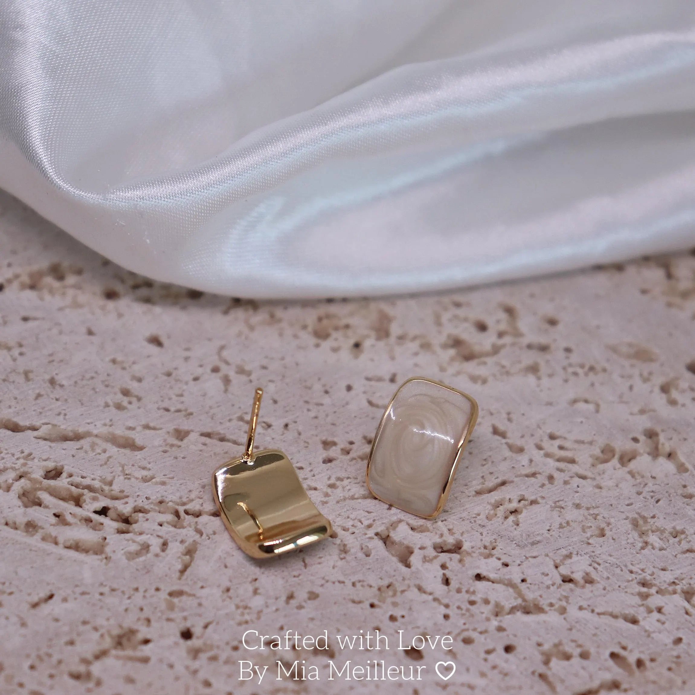 Minimalist Enamel C Hoop Earrings