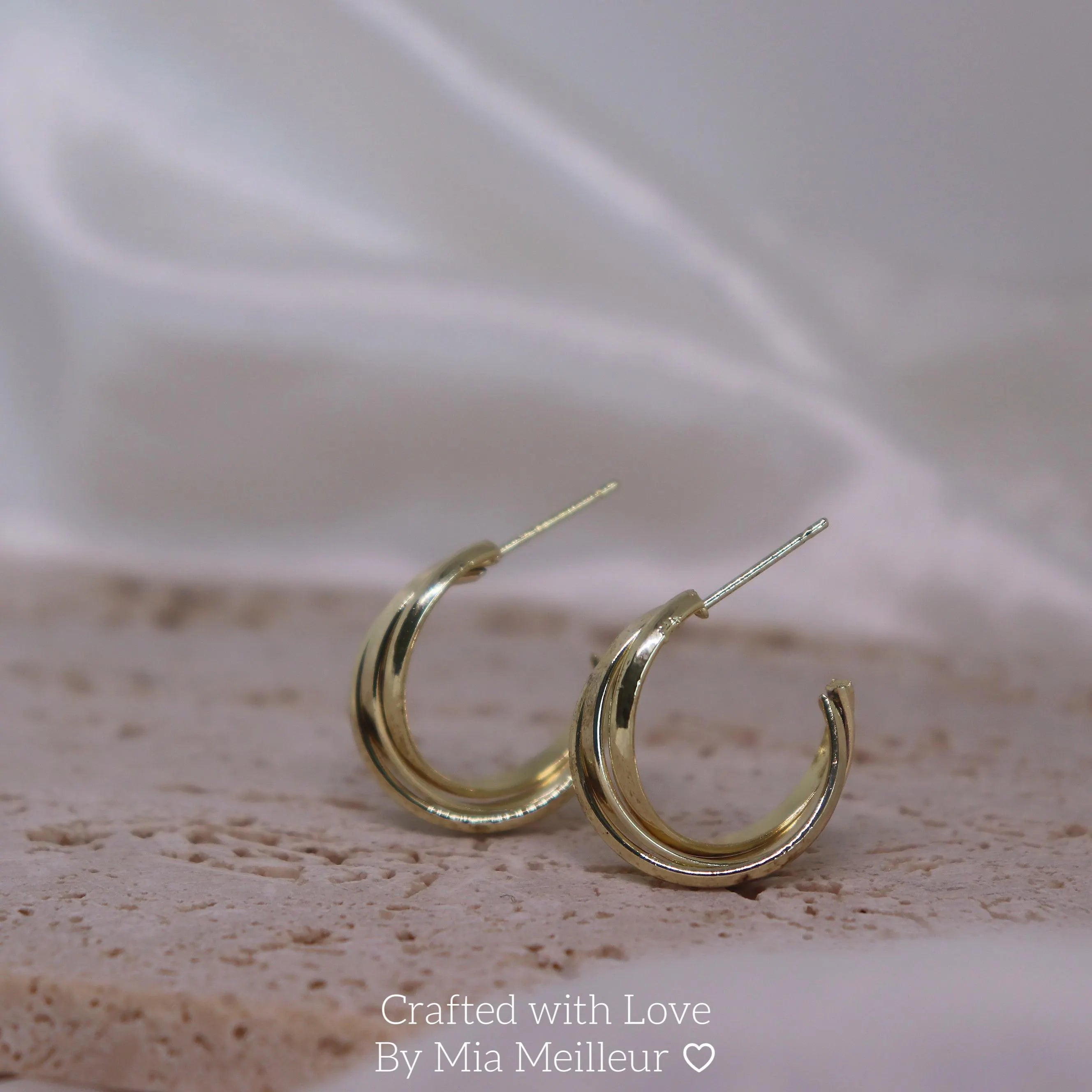 Twisted Triple Hoop Stud Earrings