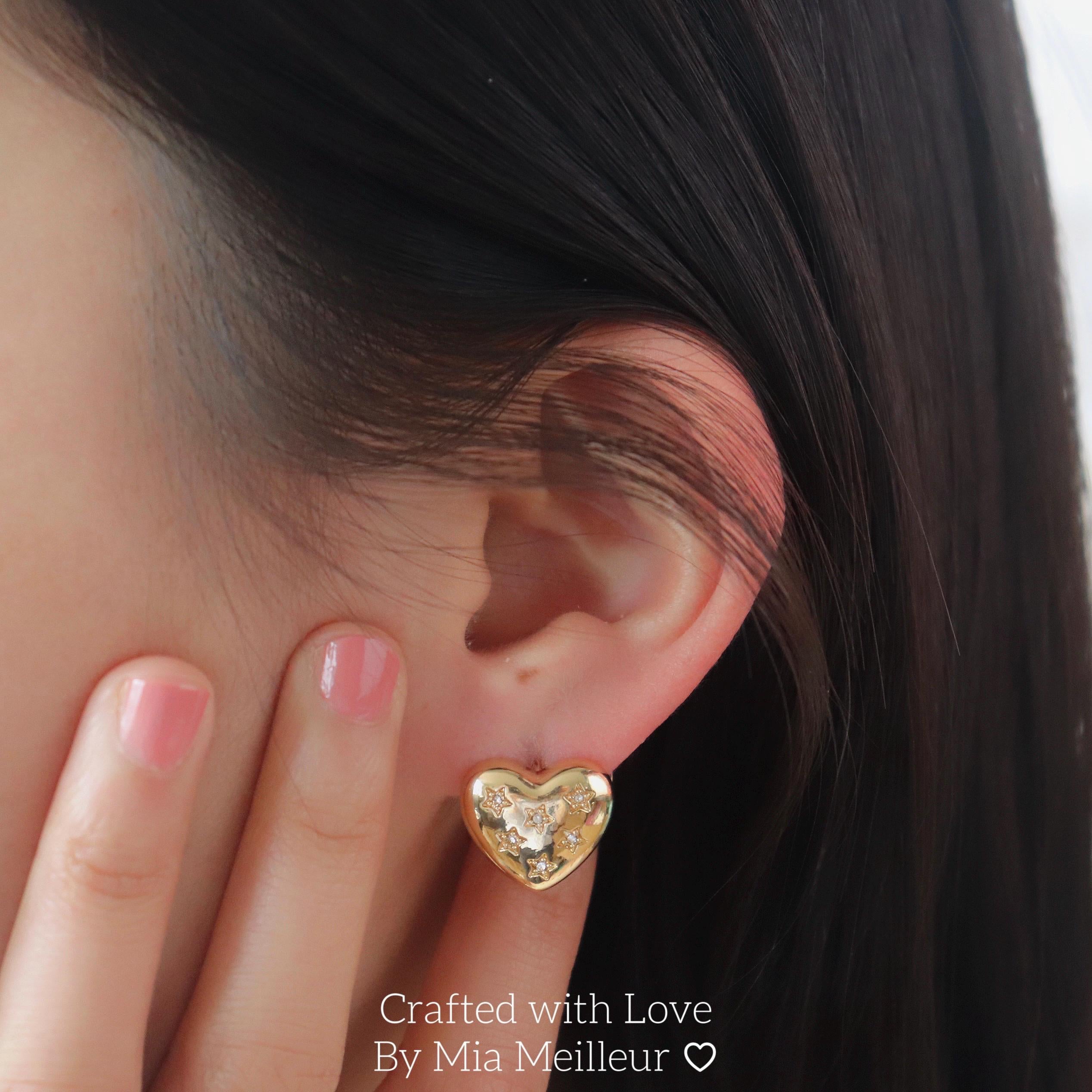 Chunky Star Heart Clip On Earrings